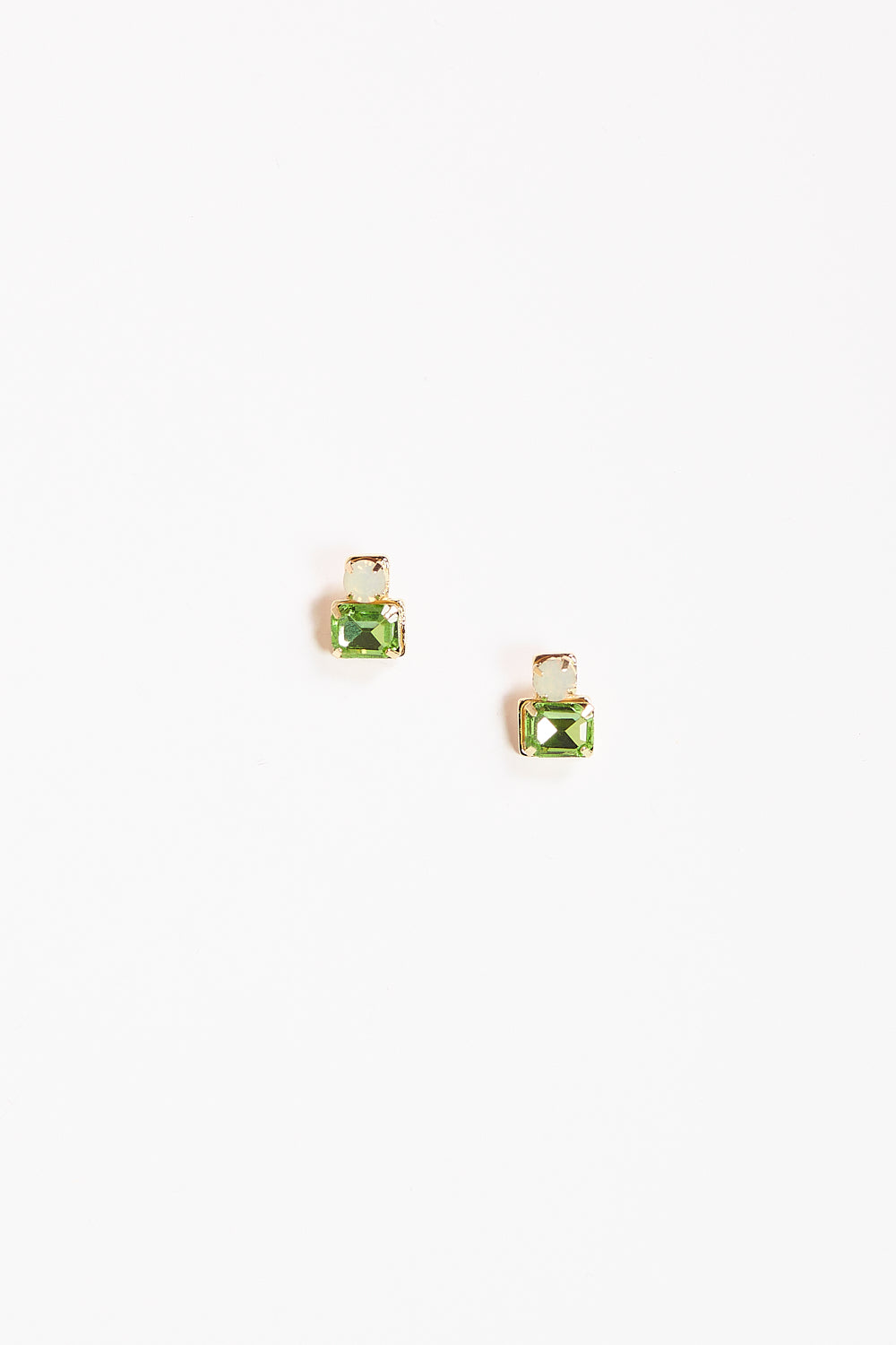 Rectangle Frame Earrings in Green