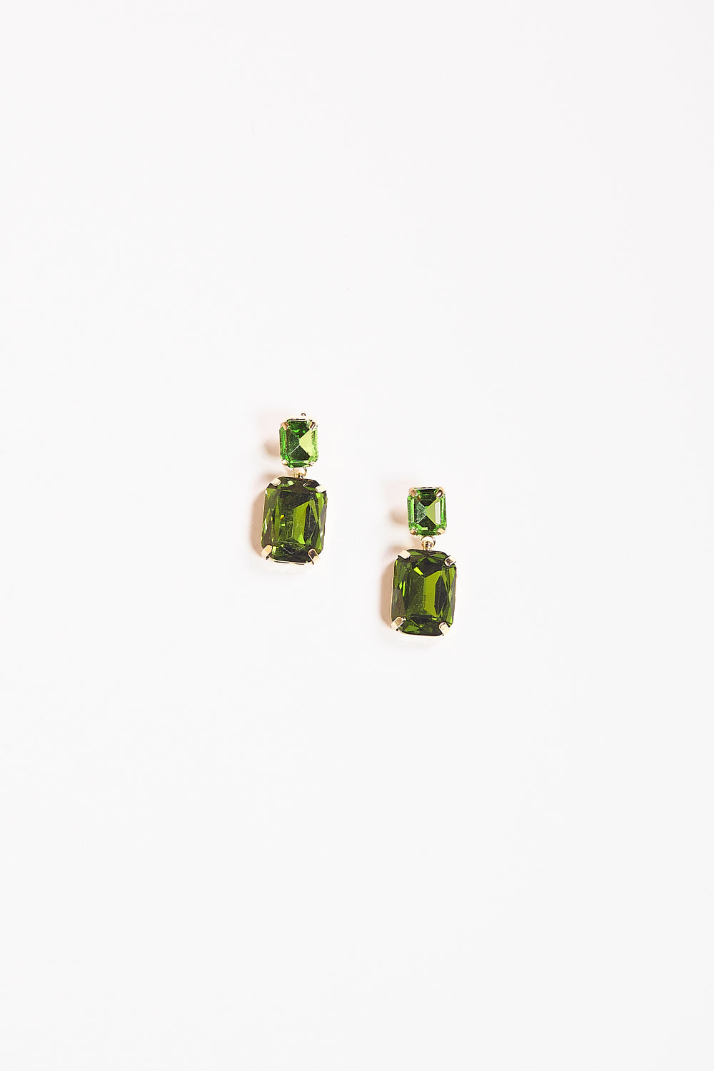 Rectangle Glass Stone Drop Earrings in Green – Adrift Clothing