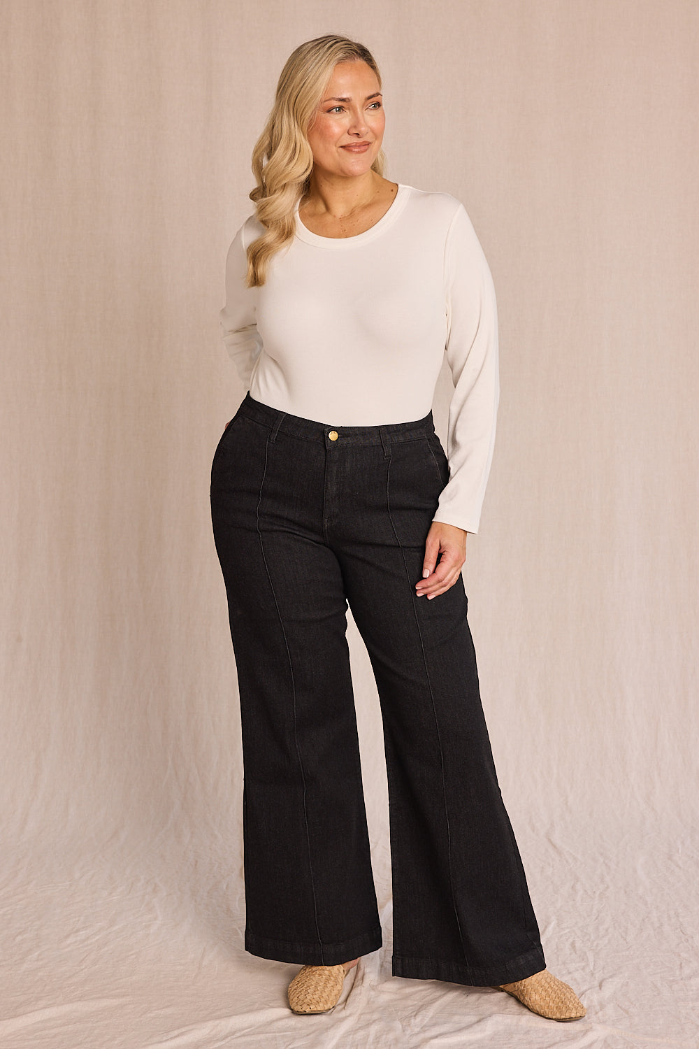 SBYOJLPB Fashion Women Plus Size Solid Button Zipper Casual Pants  Calf-Length Trousers White 10(XL)