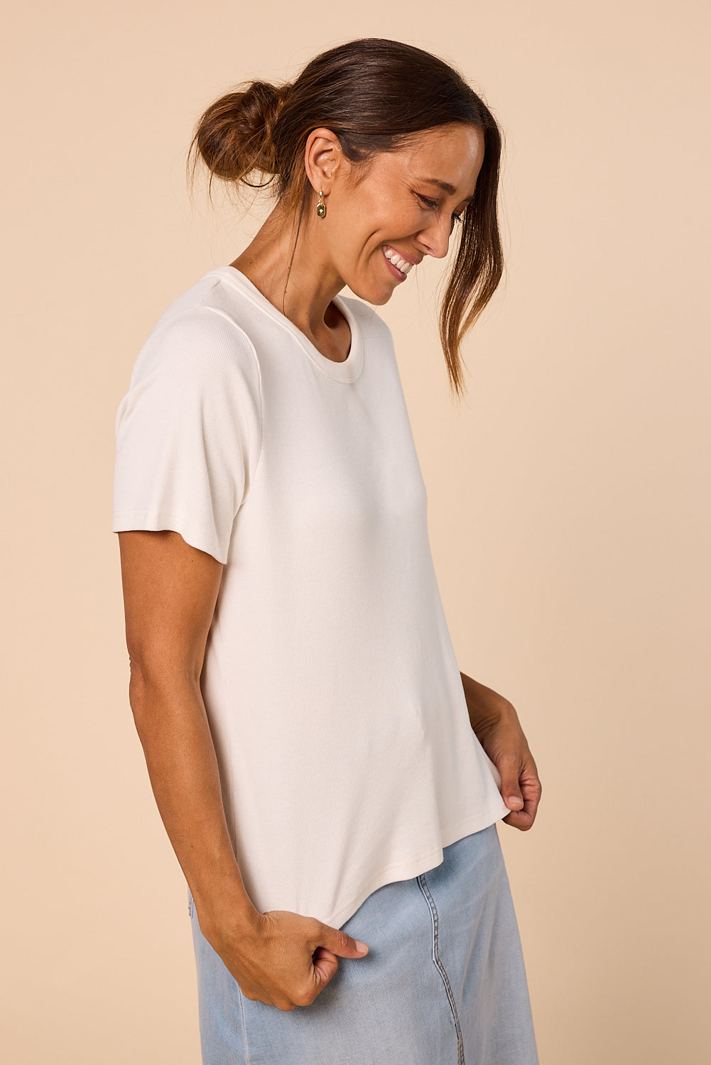 Adrift Ribbed Tee in White