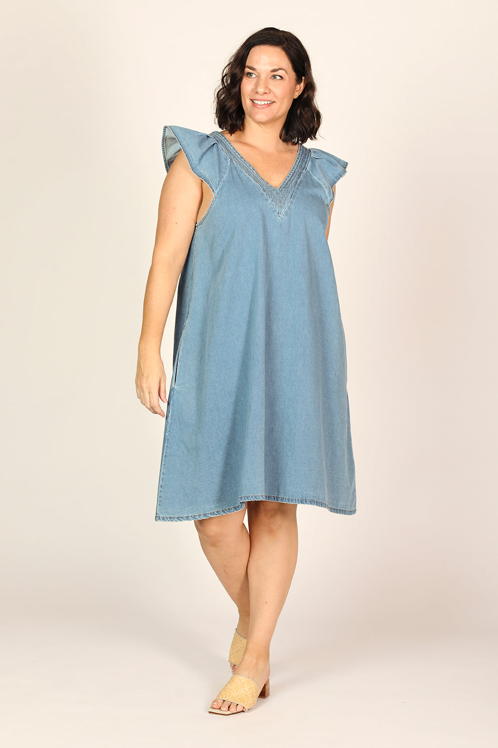 Rivka Chambray Short Dress in Light Wash