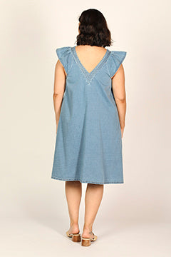 Rivka Chambray Short Dress in Light Wash