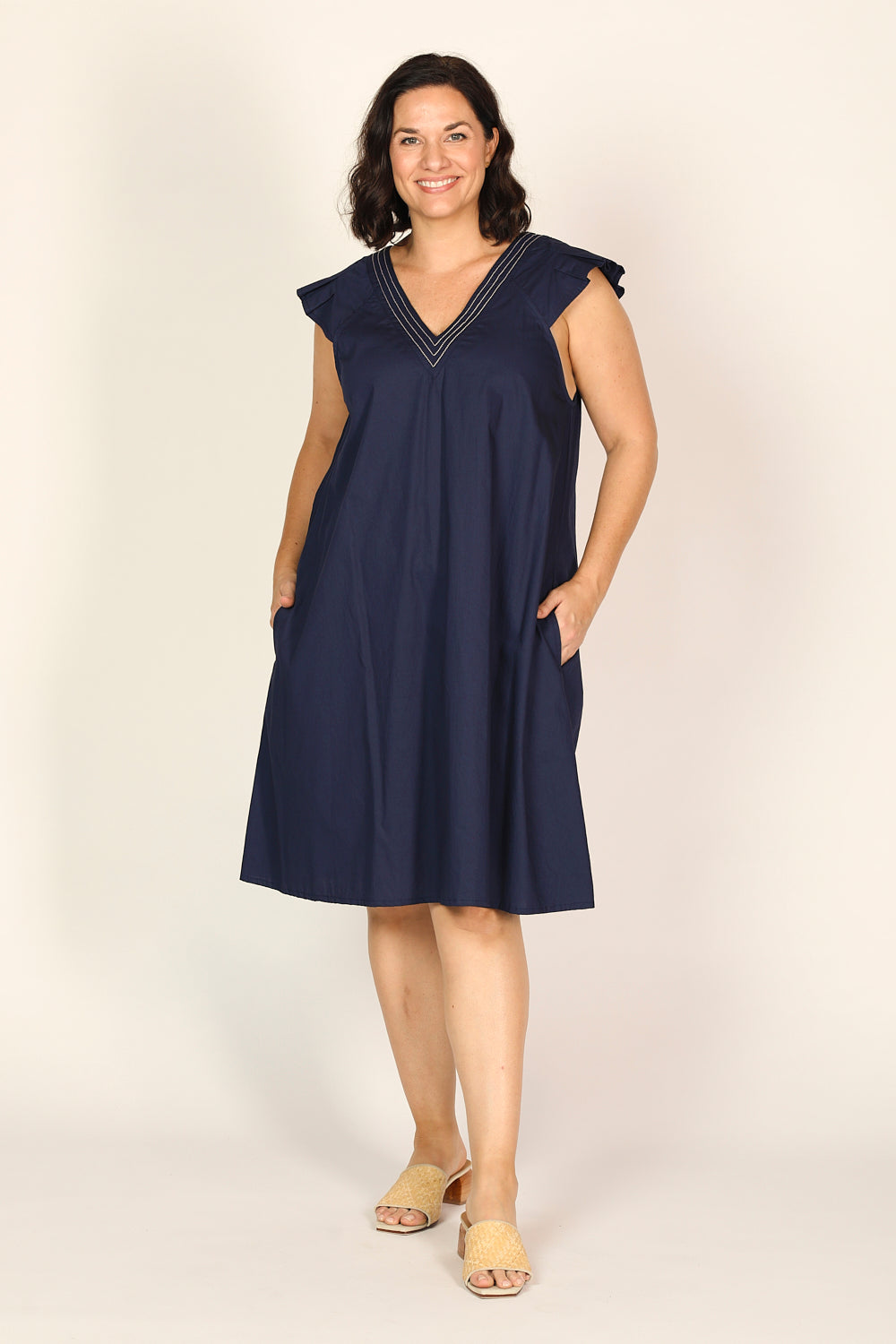 Rivka Poplin Short Dress in Capri Cove