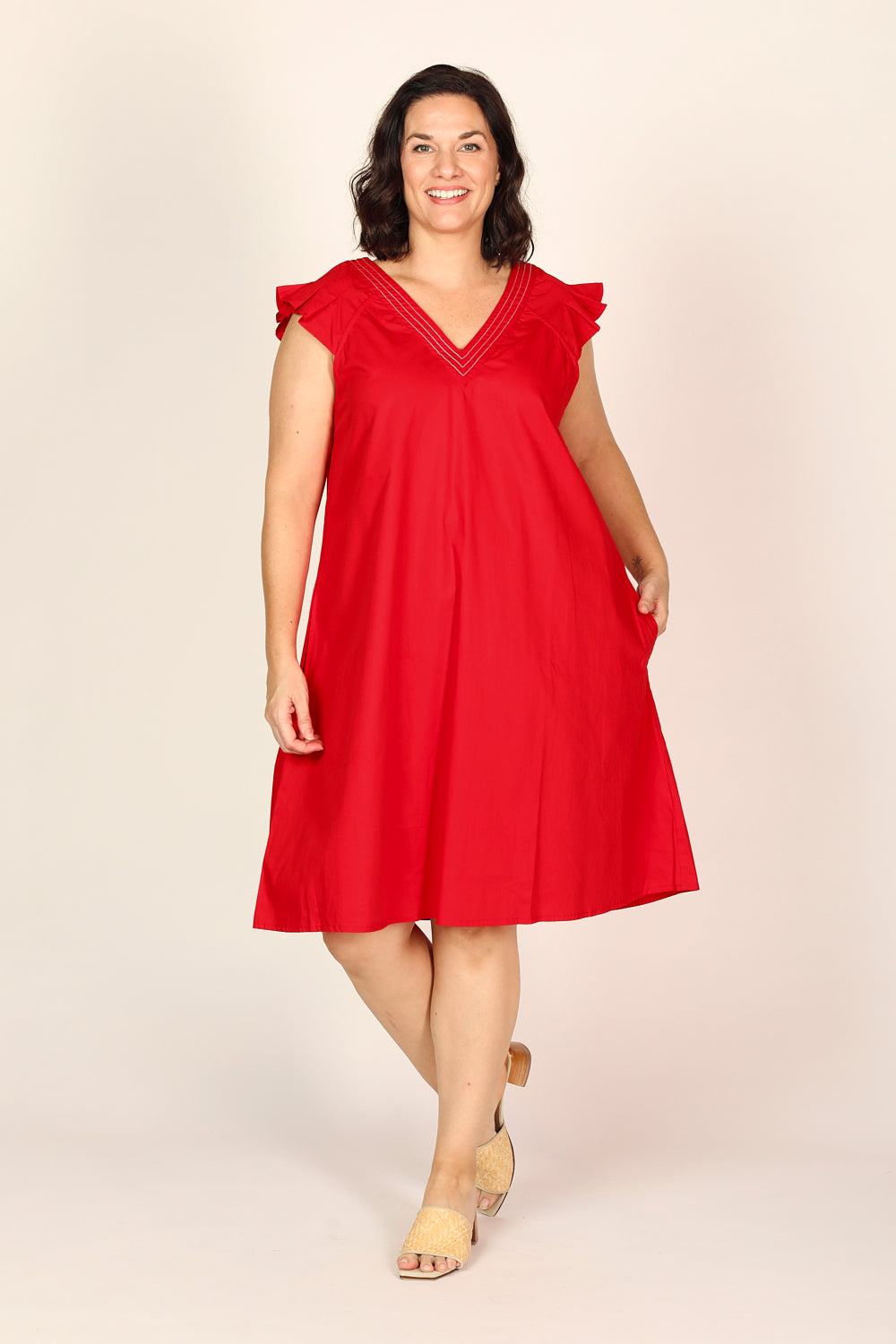 Rivka Poplin Short Dress in Christmas Cheer