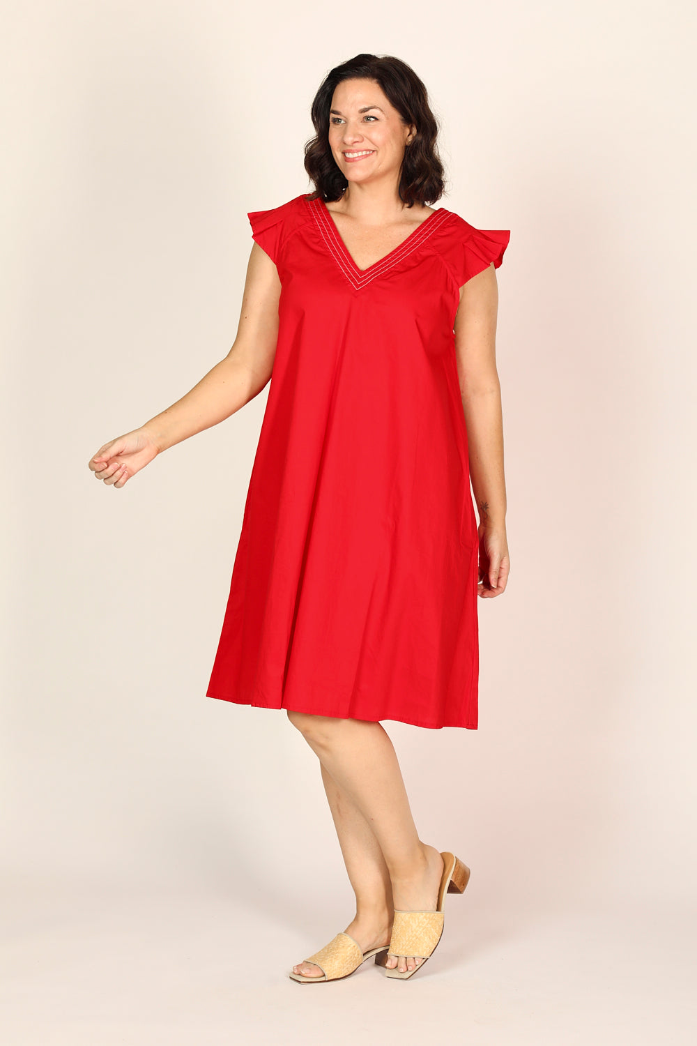 Rivka Poplin Short Dress in Christmas Cheer