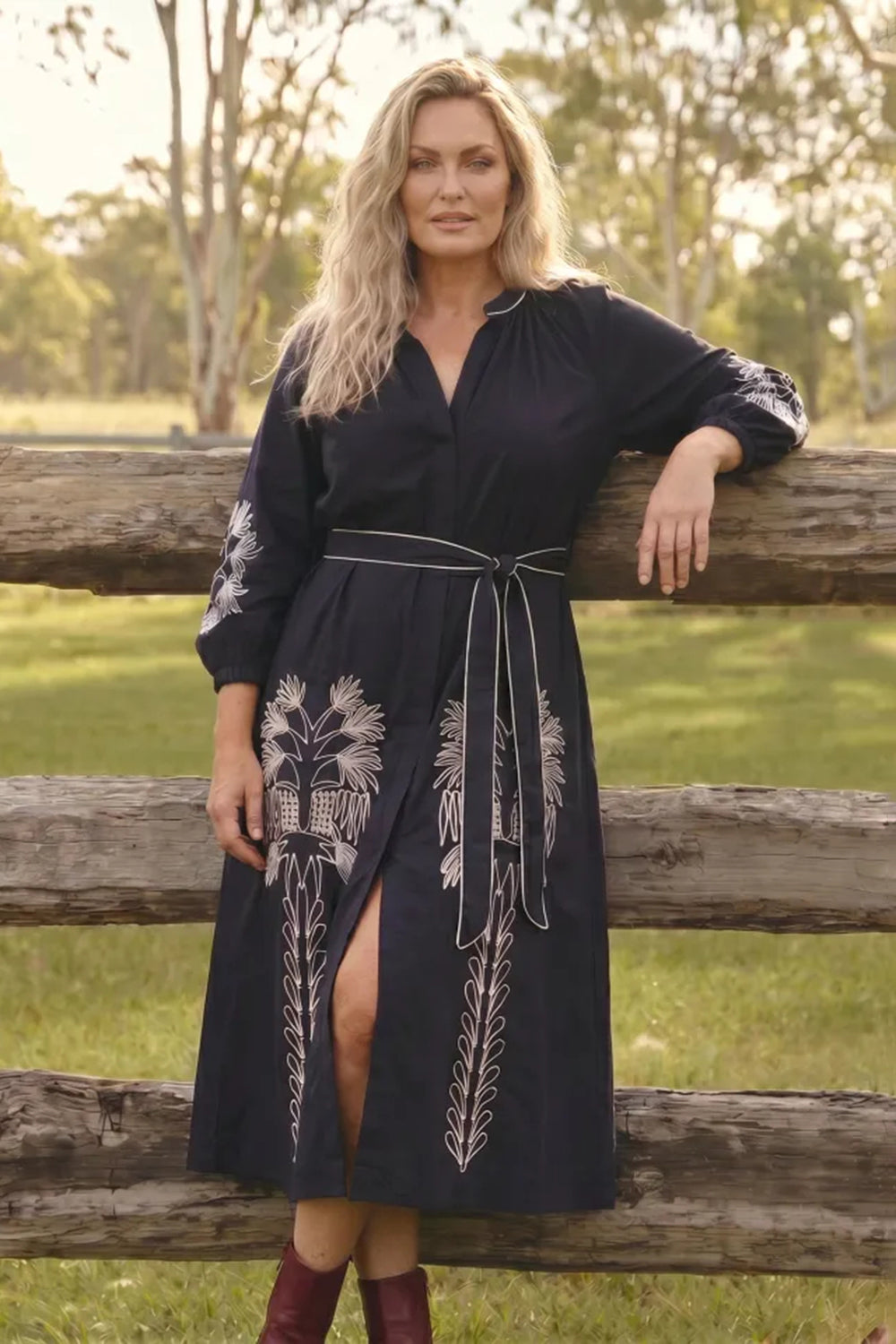 Robin Belted Dress in Inkwell Navy
