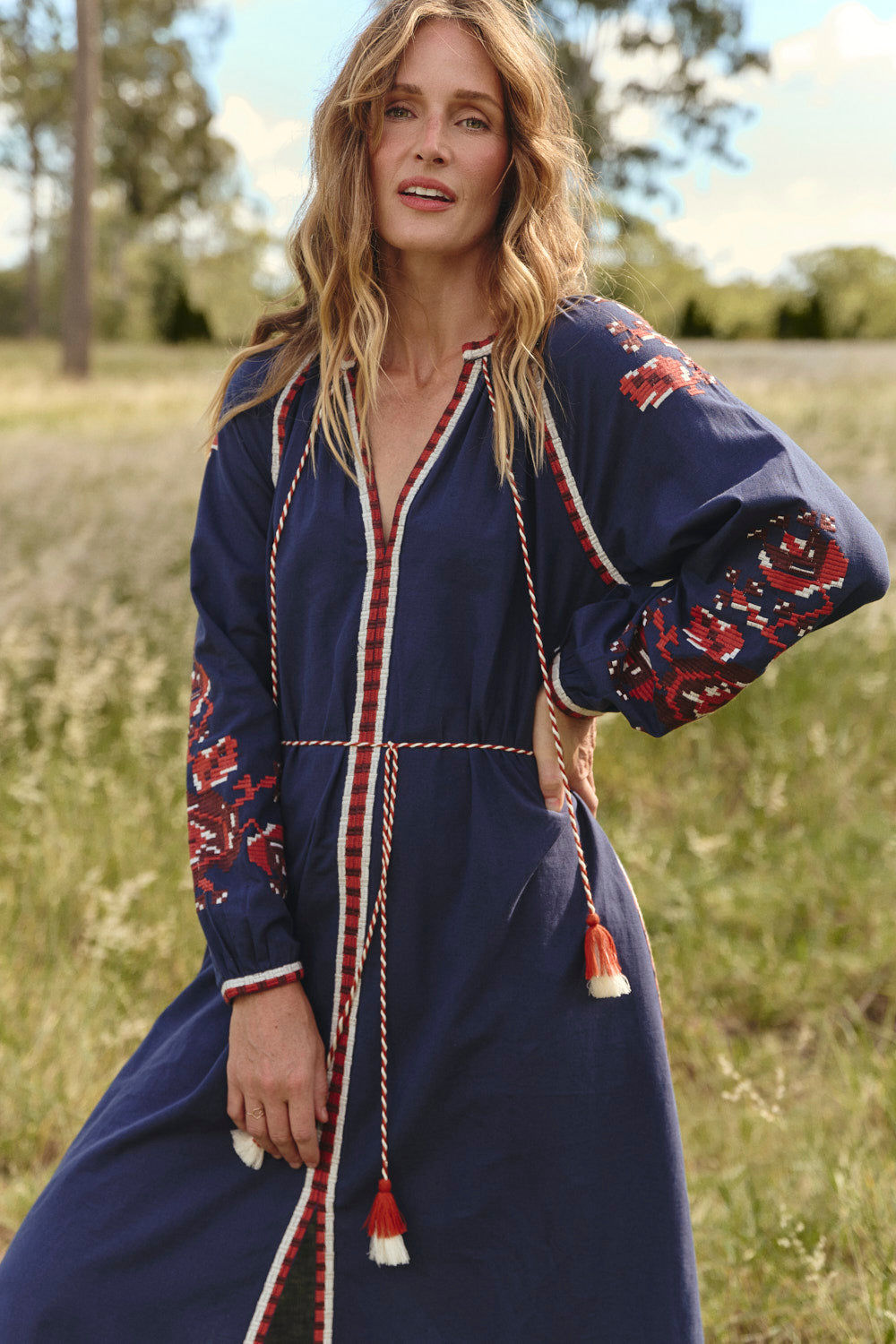 Robin Belted Dress in Navy Nomad