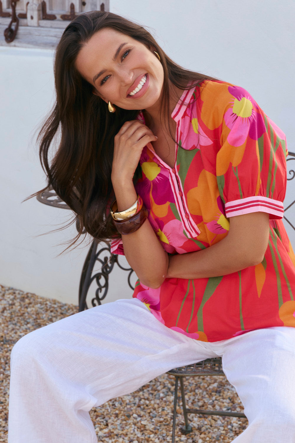 Robin Round Neck Blouse in Flamenco