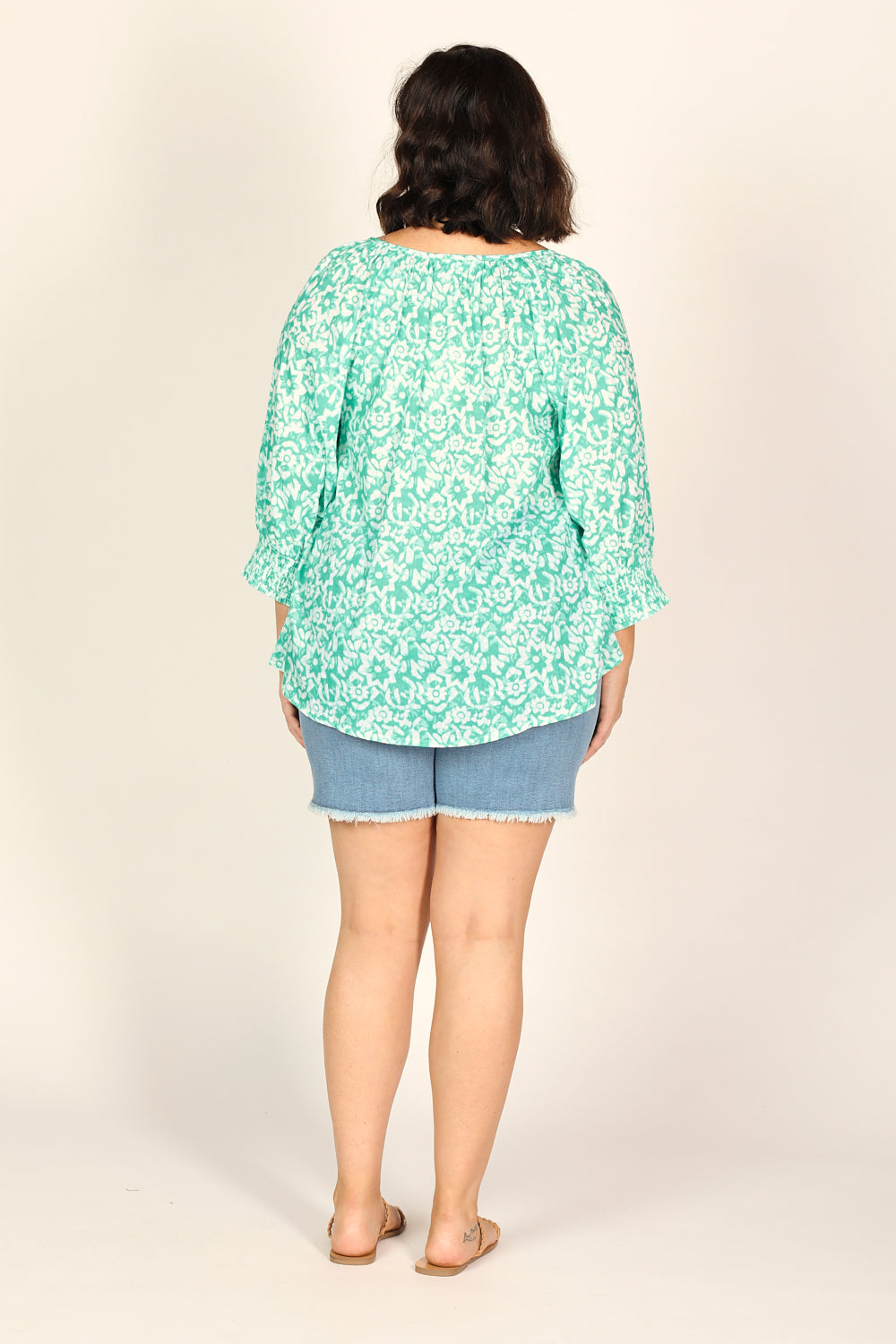 Robin Peasant Top in Shibori Turquoise