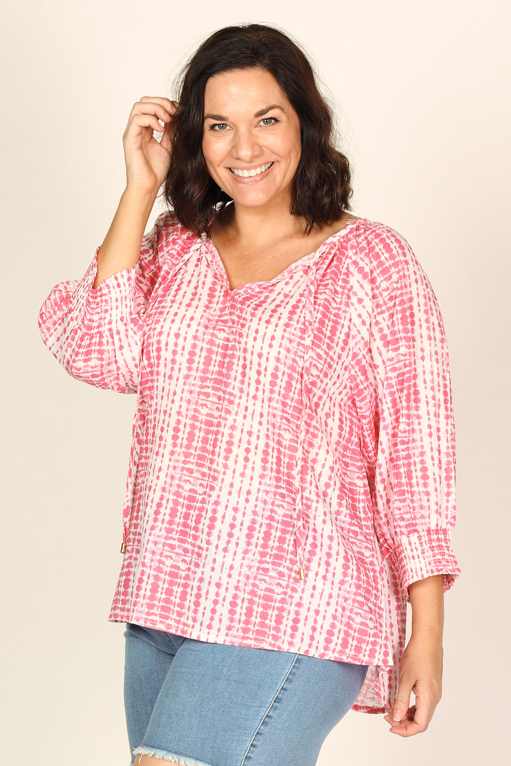 Robin Peasant Top in Shibori Pink