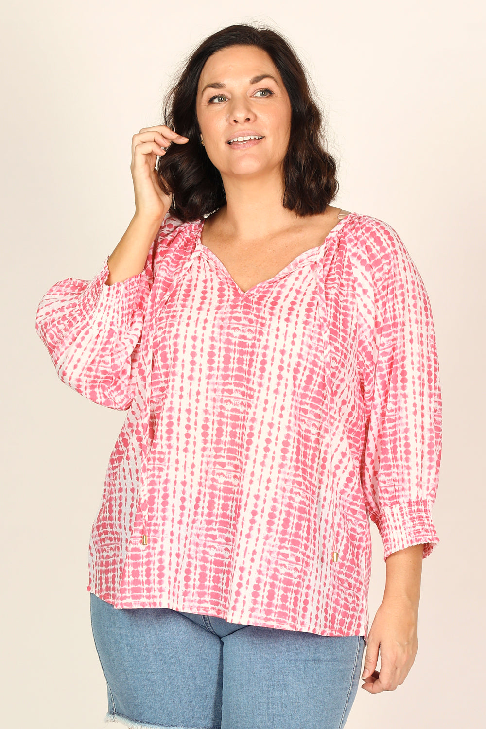 Robin Peasant Top in Shibori Pink