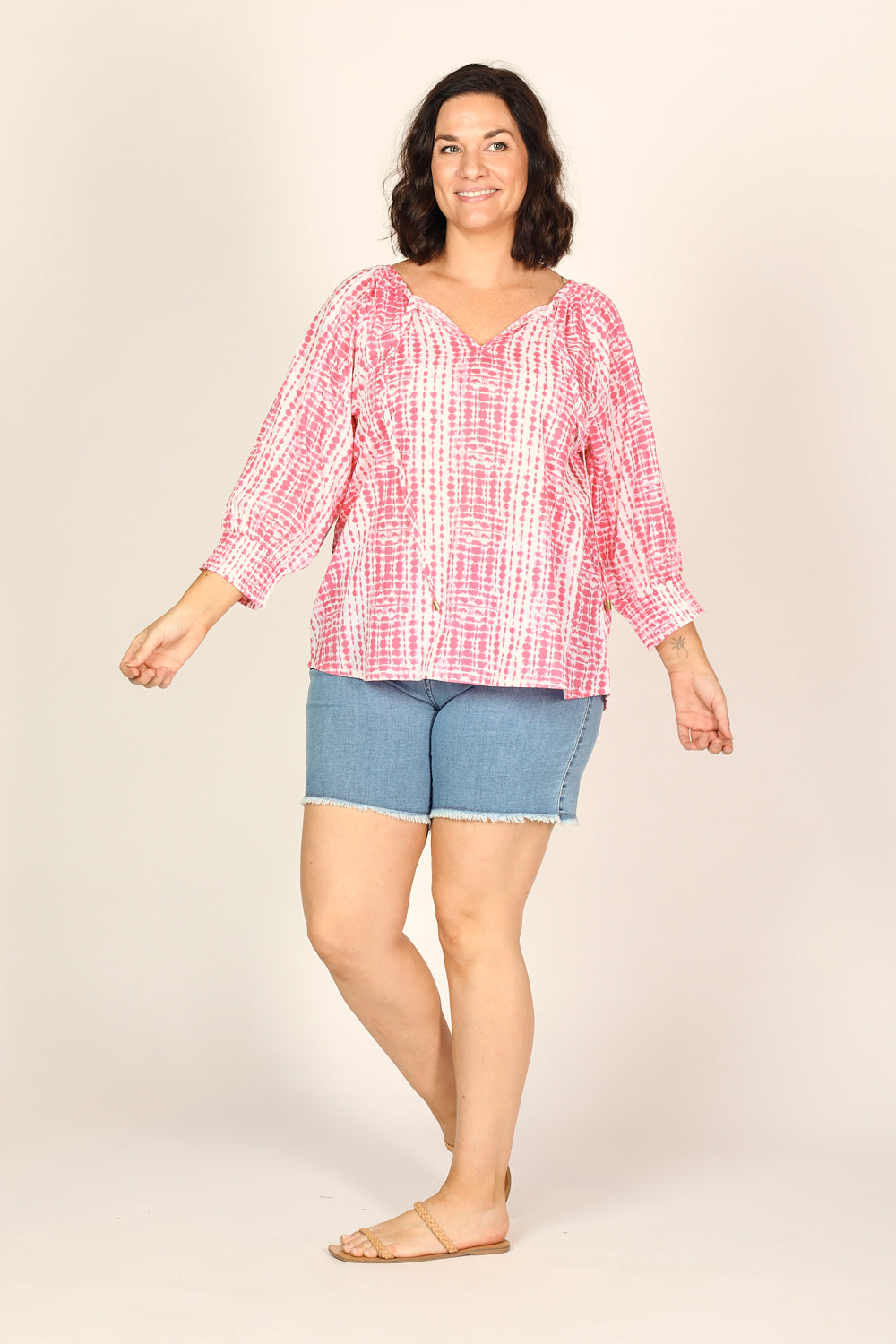 Robin Peasant Top in Shibori Pink