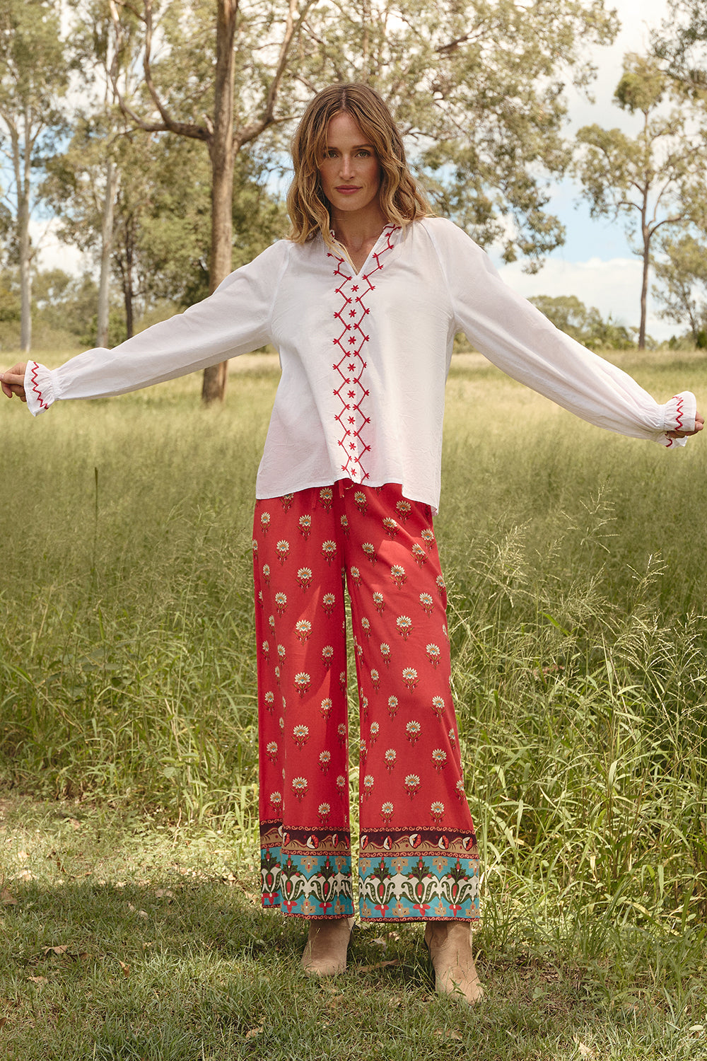 Robin Round Neck Blouse in Palladio