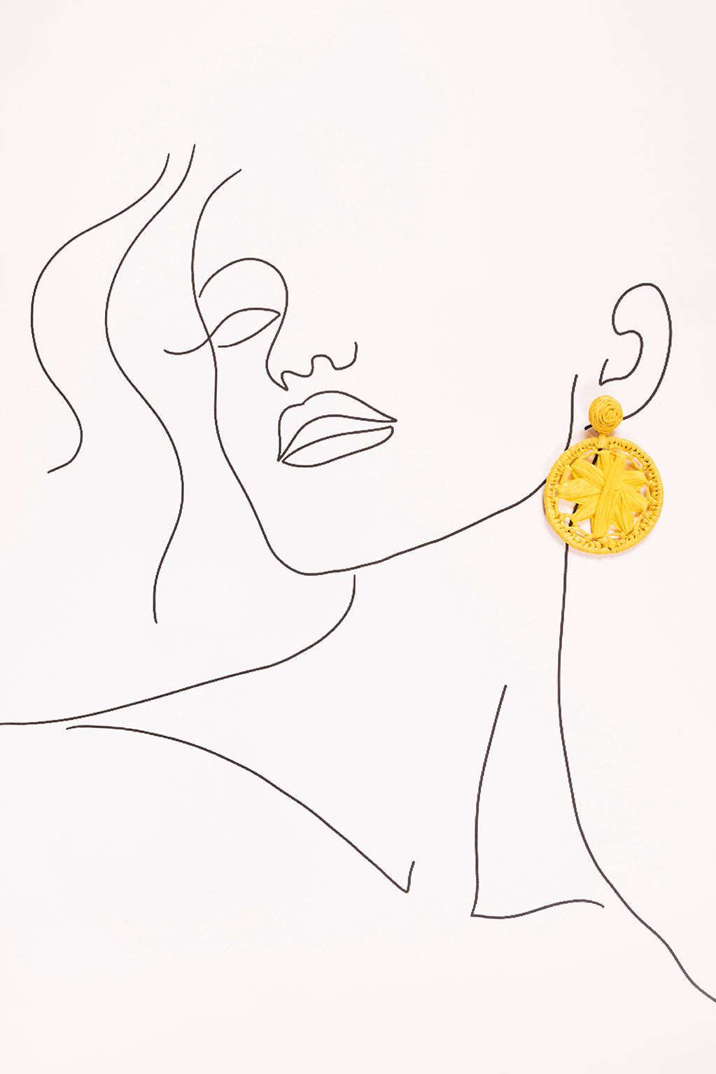 Round Woven Circle Earrings in Yellow