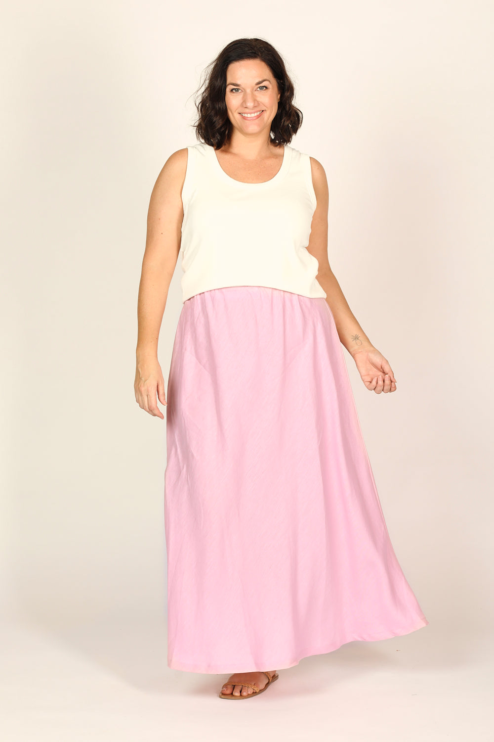 Sabina Linen Skirt in Peony