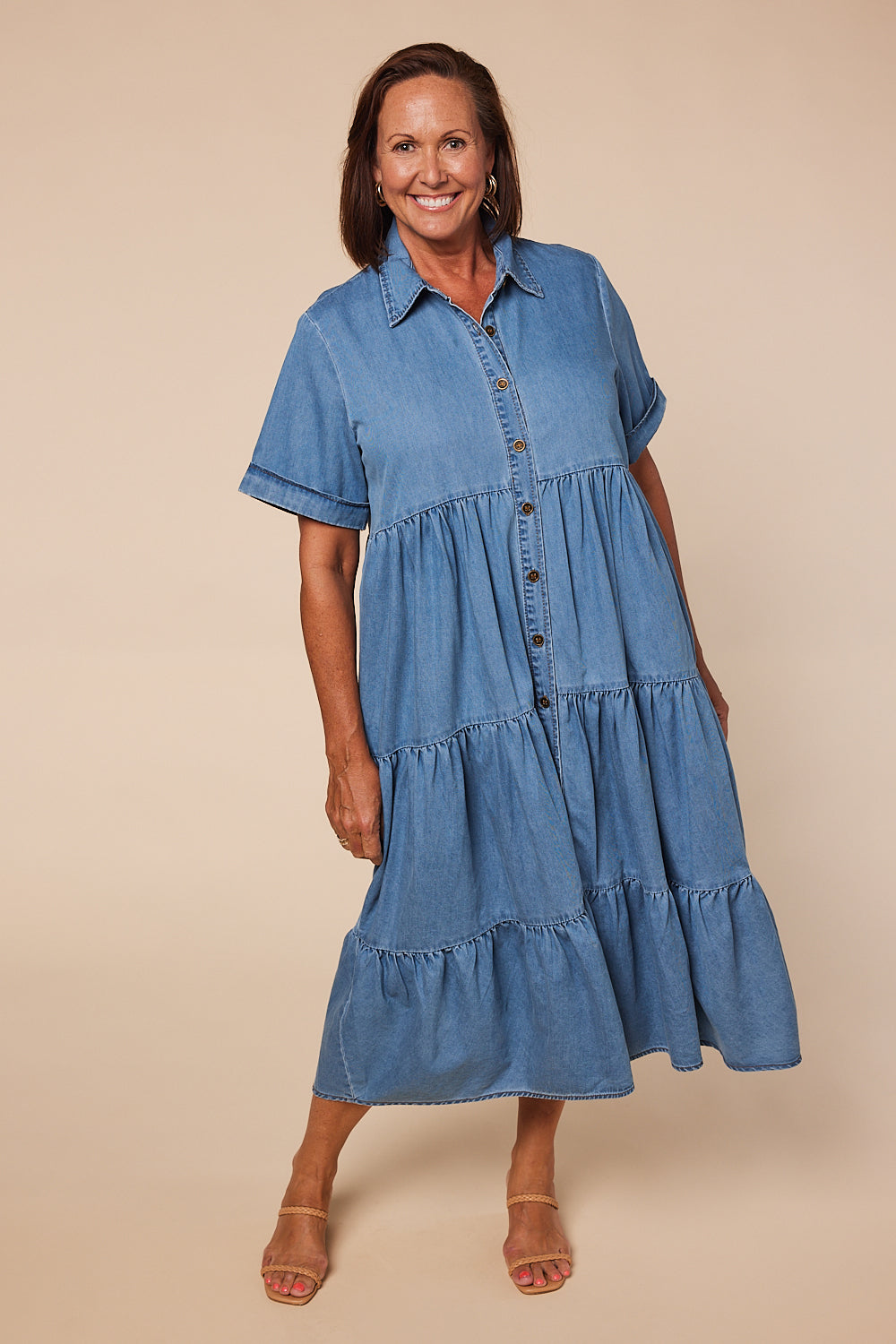 Button Front Ruffle Hem Denim Dress for Sale Australia| New Collection  Online| SHEIN Australia