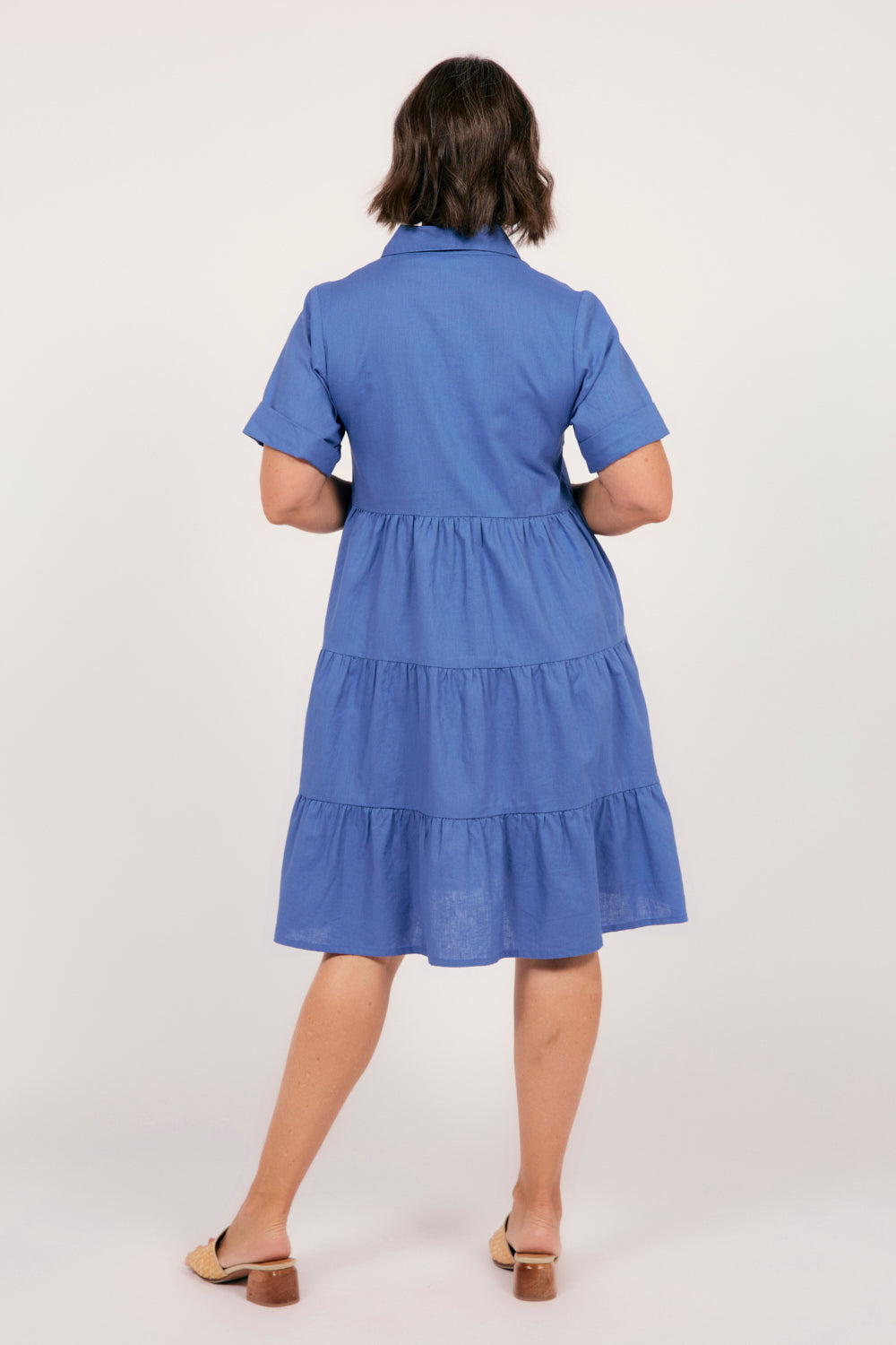 Sabre Collared Short Dress in Yale Blue