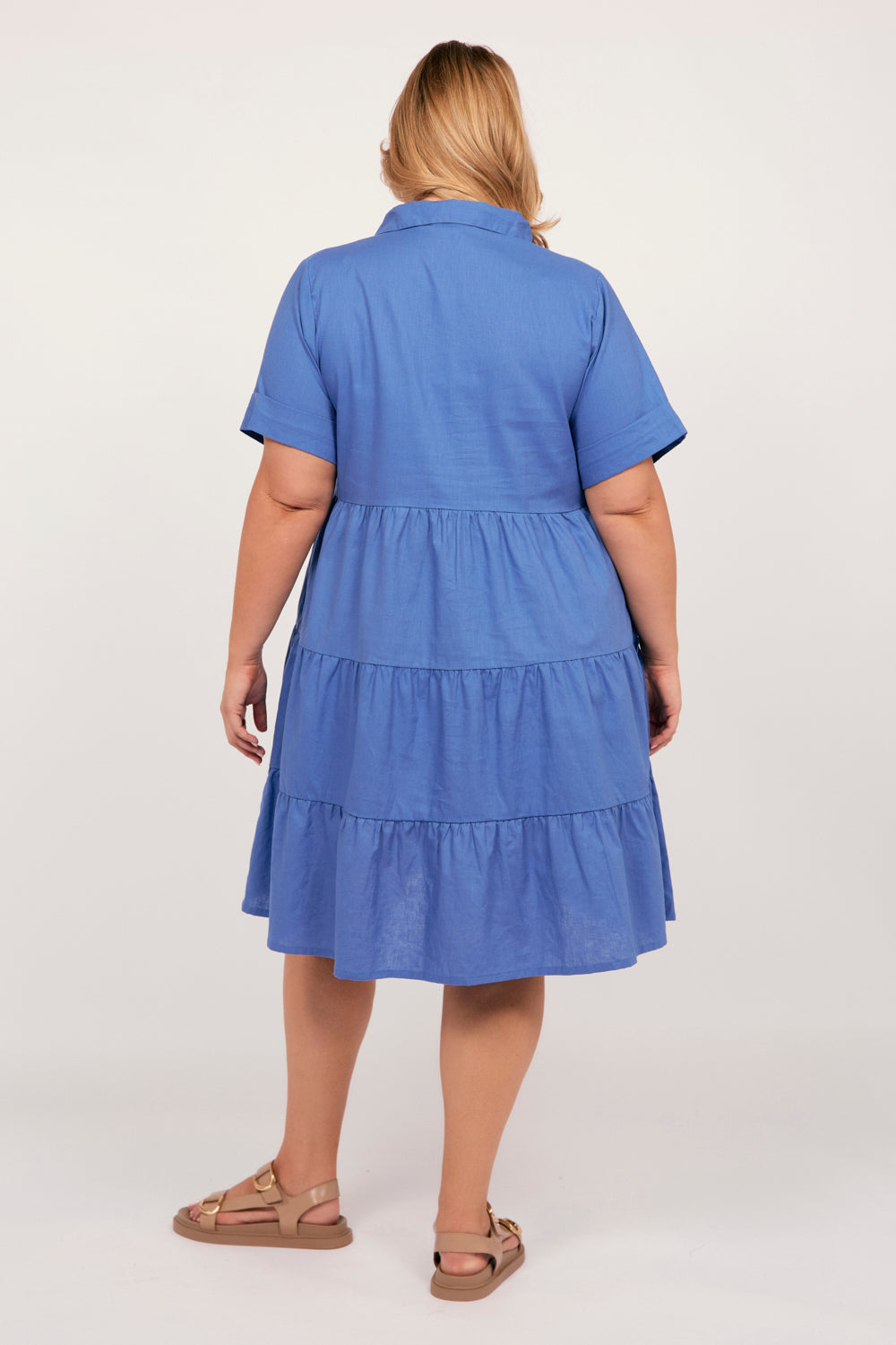 Sabre Collared Short Dress in Yale Blue