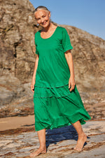 Sabre Frill Sleeve Dress in Green