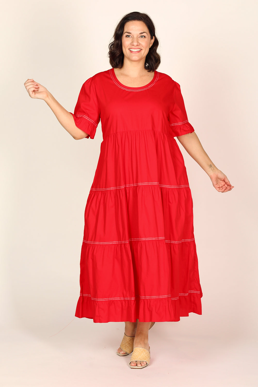 Sabre Poplin Frill Dress in Christmas Cheer