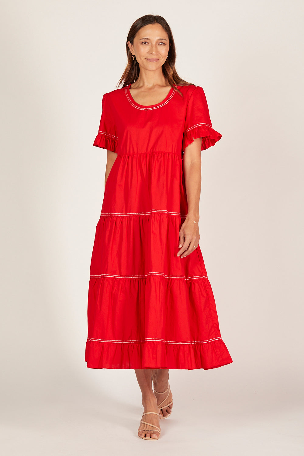 Sabre Poplin Frill Dress in Christmas Cheer