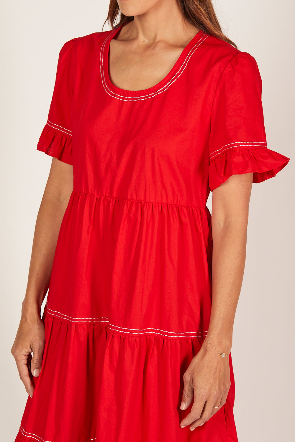 Sabre Poplin Frill Dress in Christmas Cheer