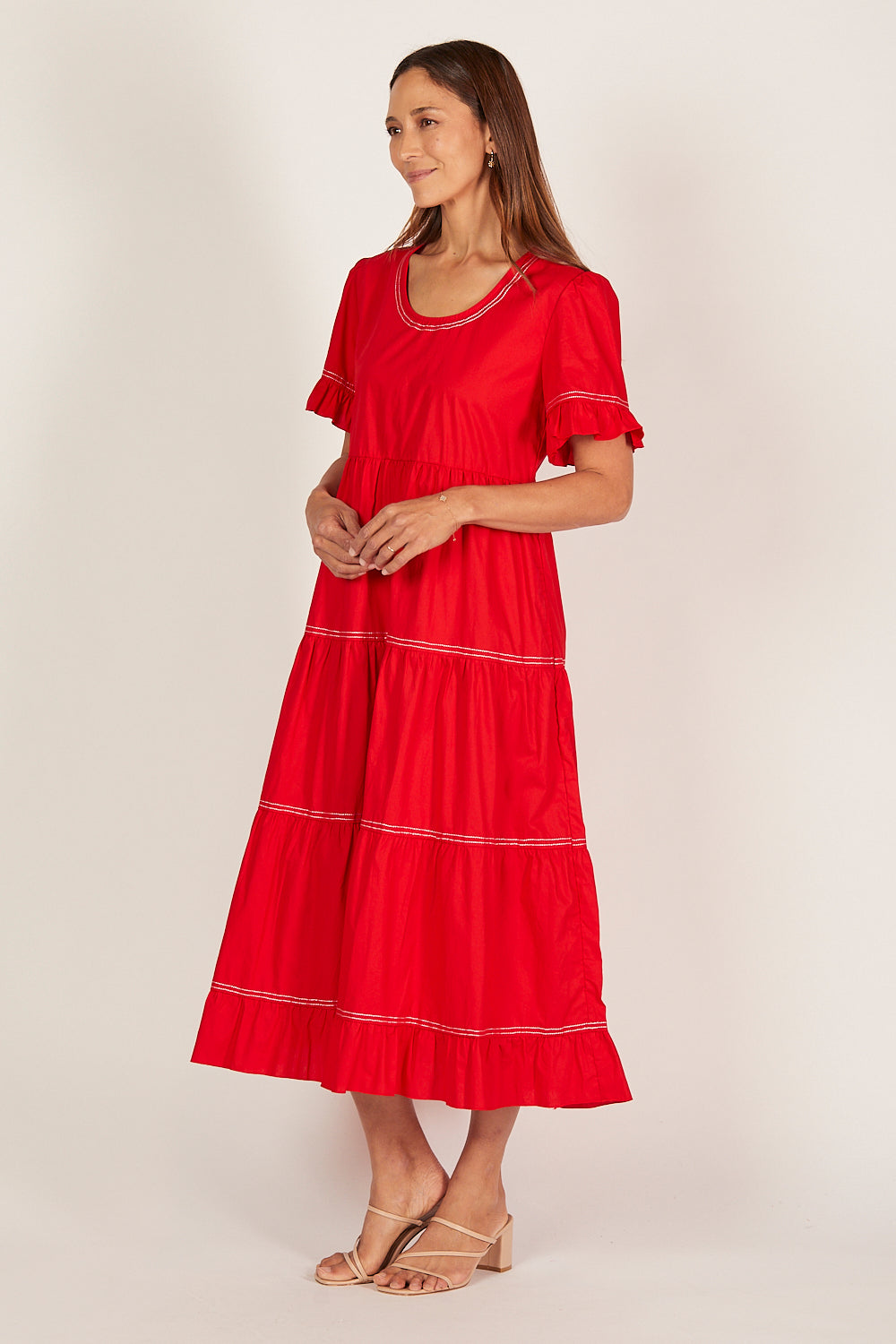 Sabre Poplin Frill Dress in Christmas Cheer