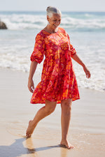 Sabre Puff Sleeve Dress in Sunset Lover