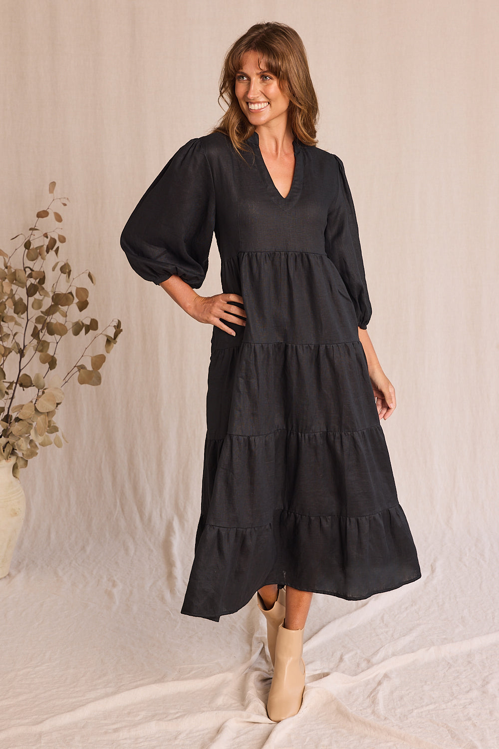 Manches Longues Robe Genou Linen Dress Maeve Manches Longues Robe Genou Linen Dress Maeve
