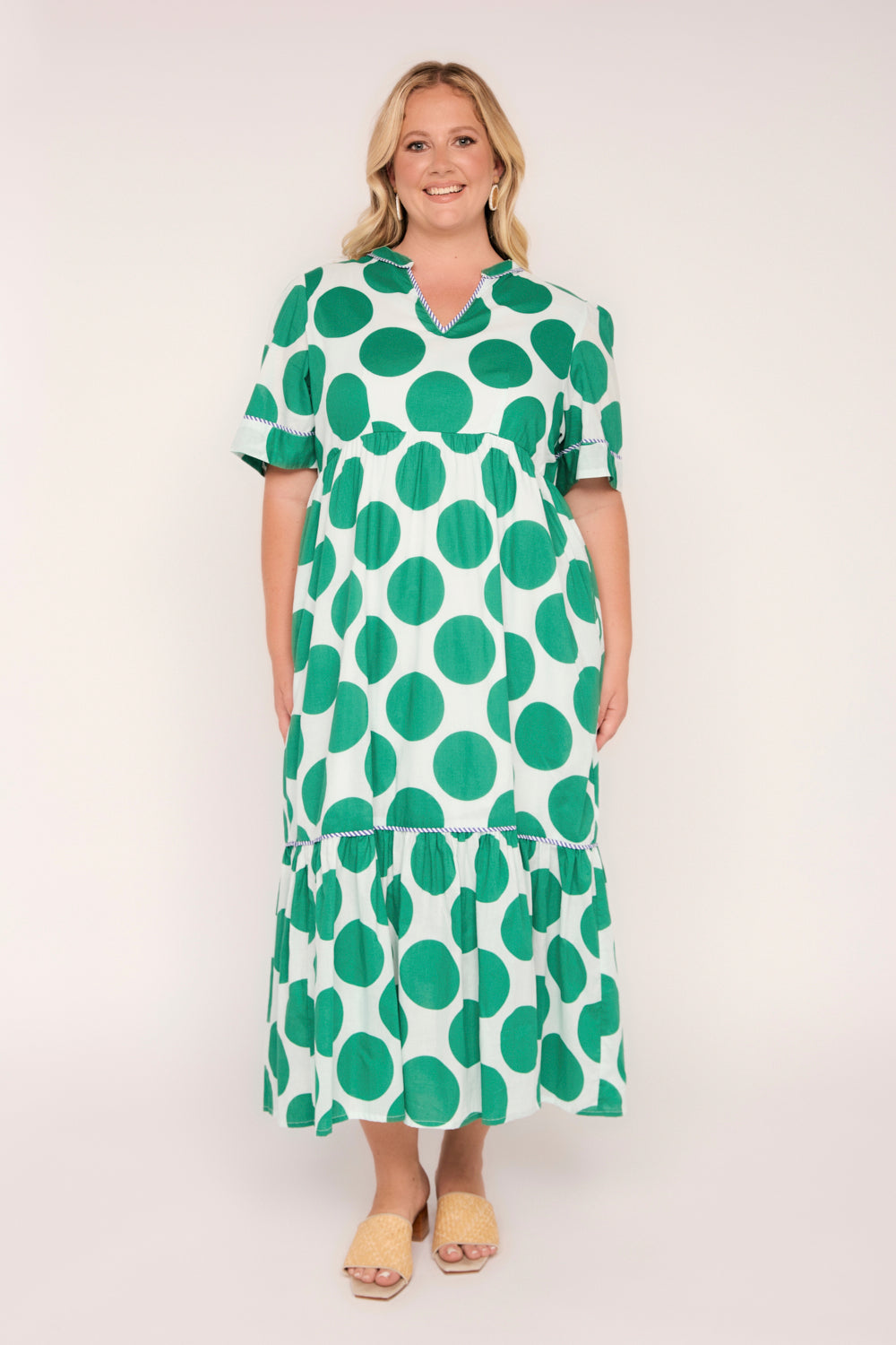 Sabre V-Neck Dress in Polka Fest