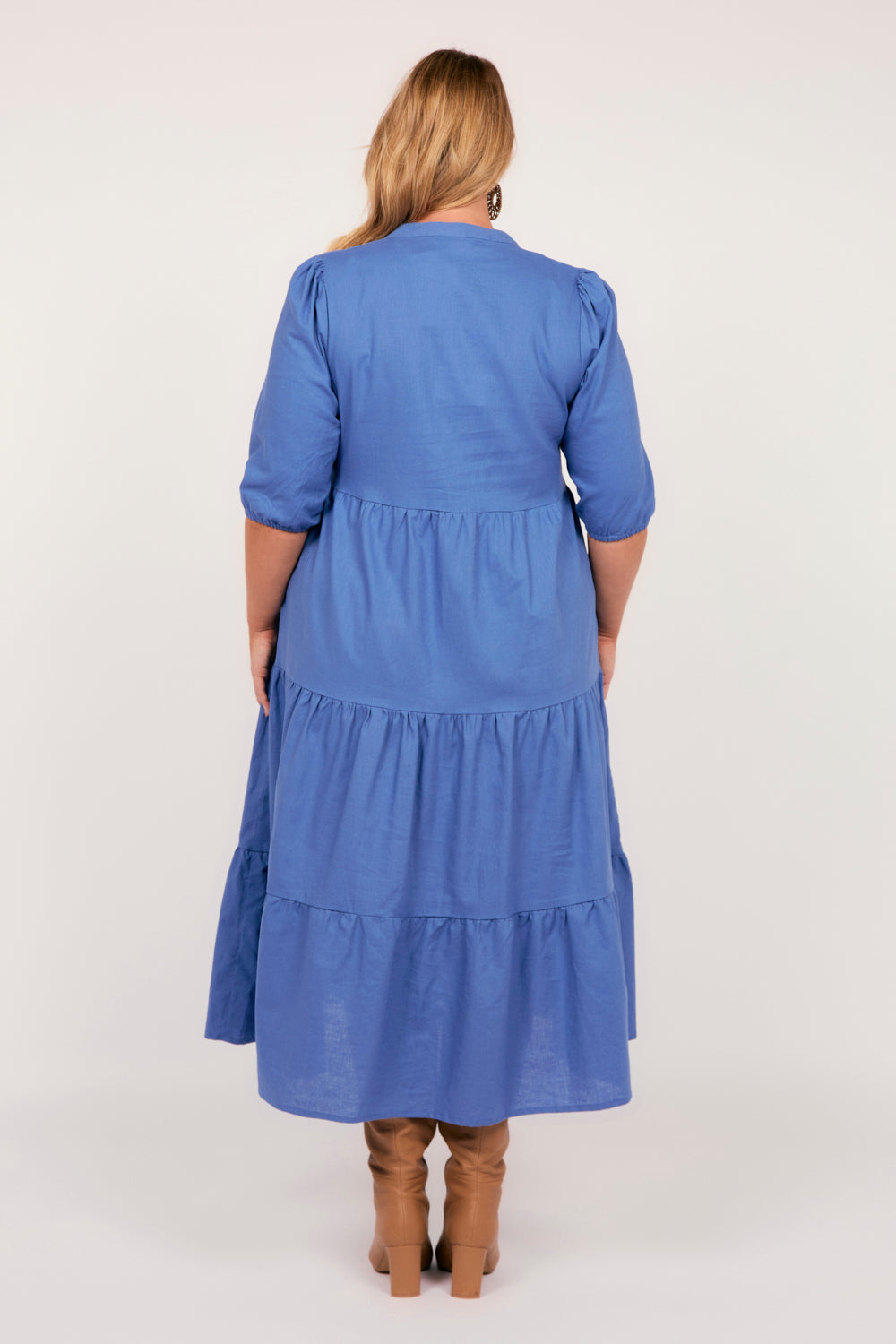 Sabre V-Neck Dress in Yale Blue