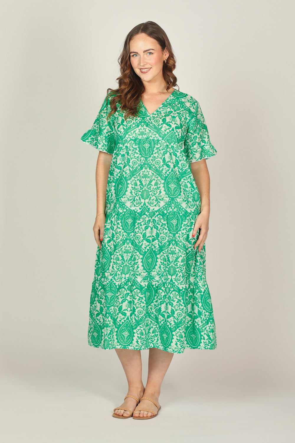 Sabrina Maxi Dress in Green Danube