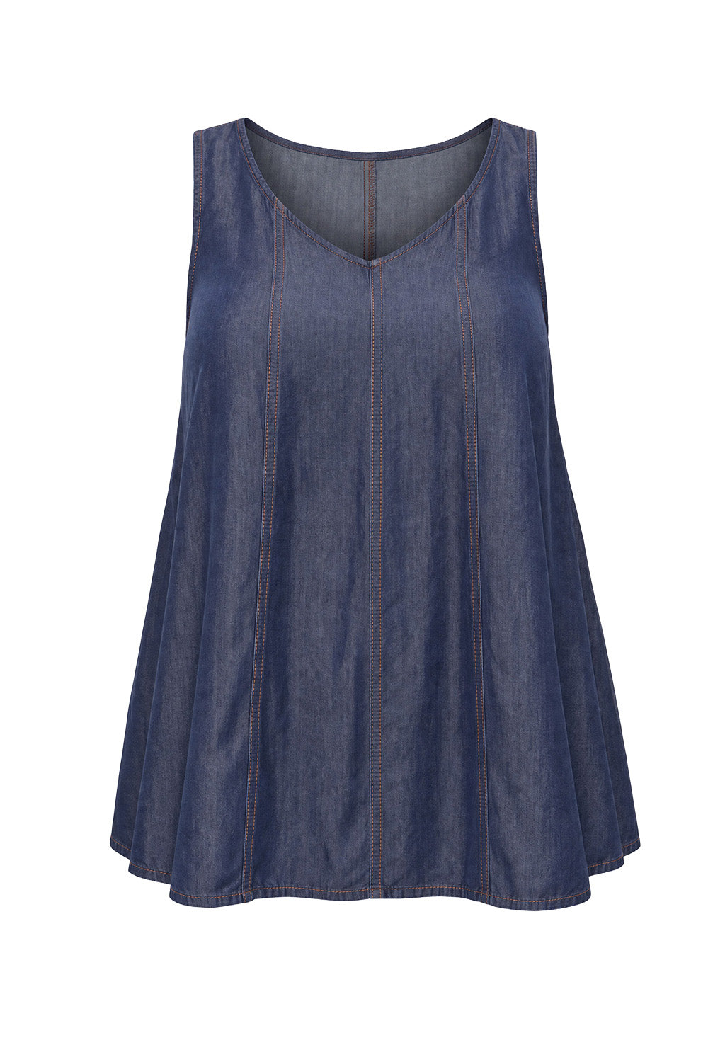 Sadie Tencel Denim Swing Top in Dark Wash