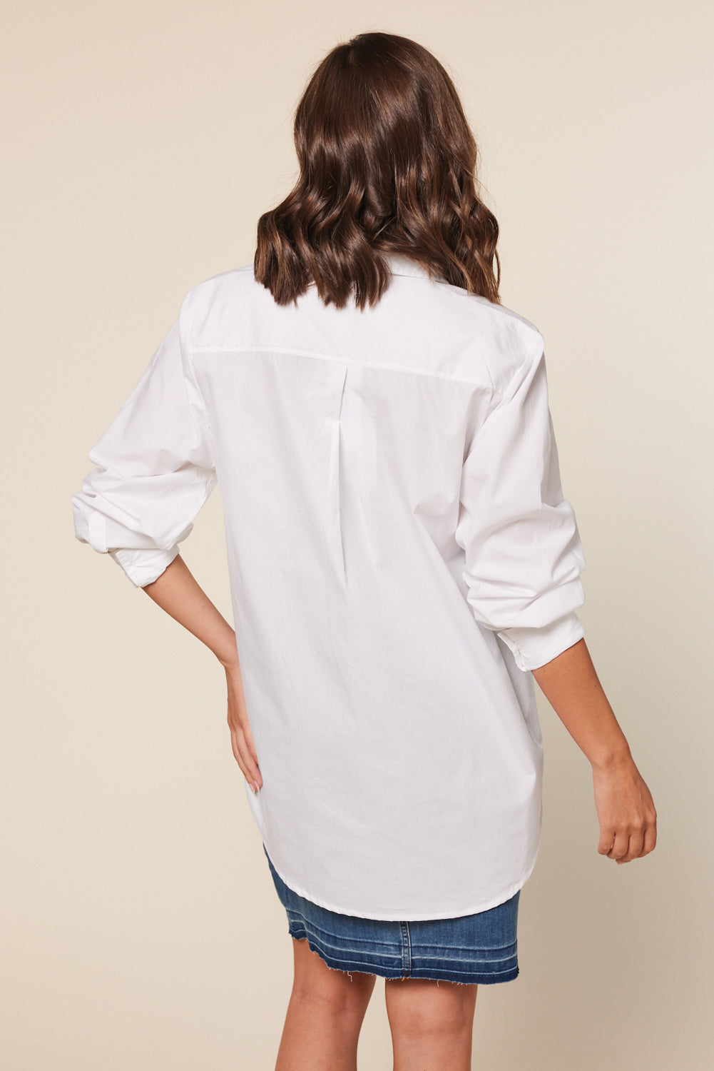 Sam Cotton Poplin Shirt in White