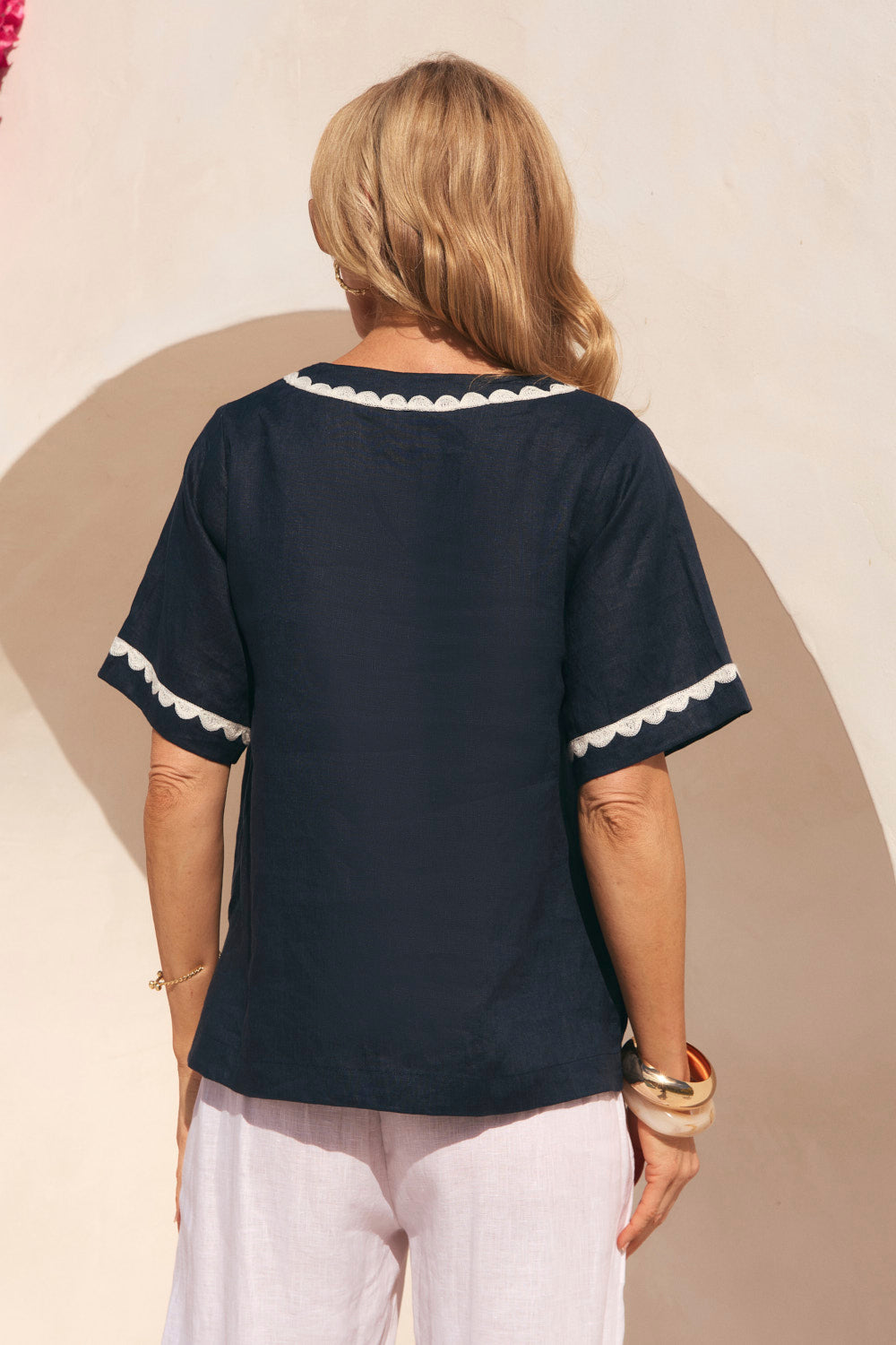 Samara Linen Blouse in Beachside