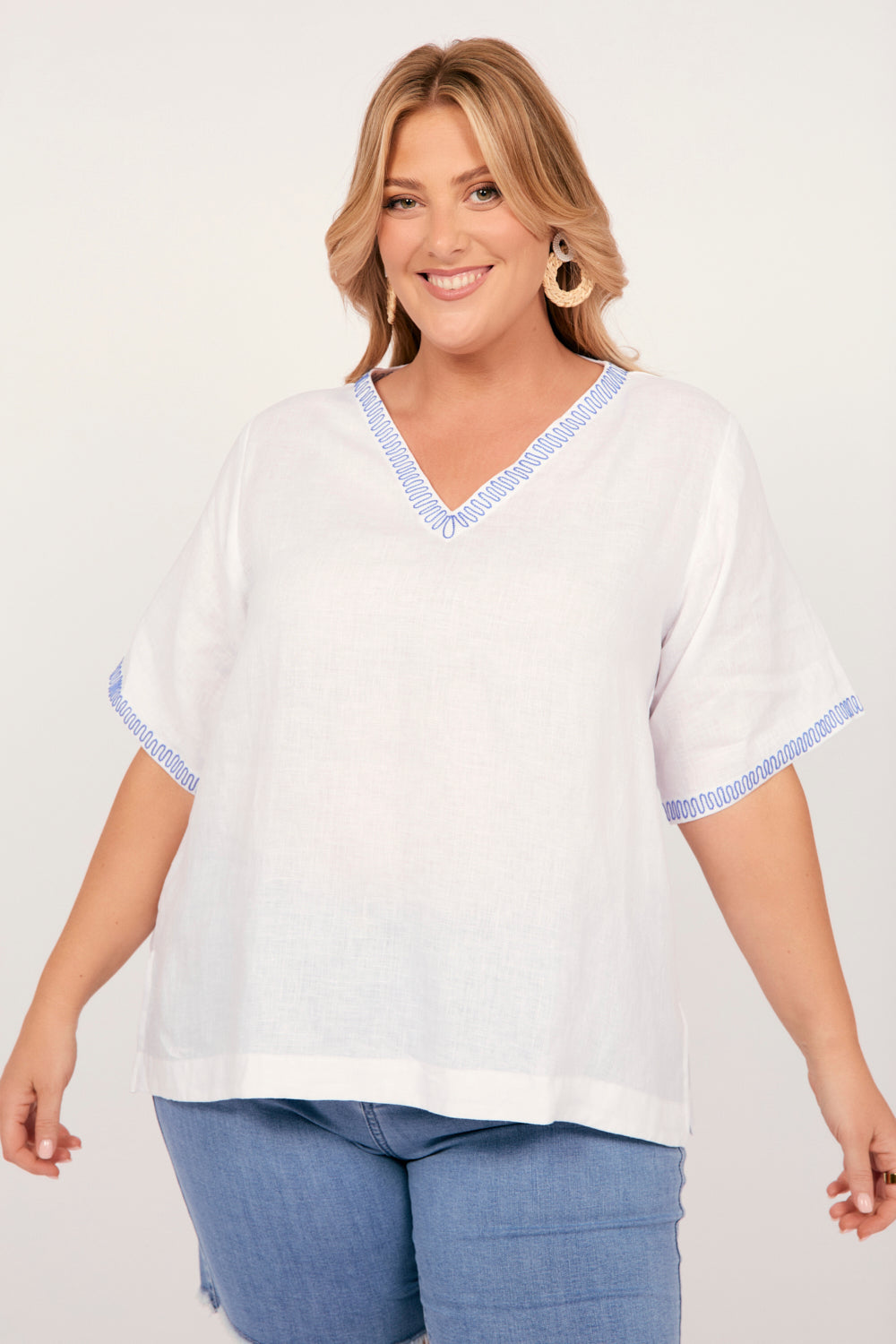 Samara Linen Top in Island Breeze