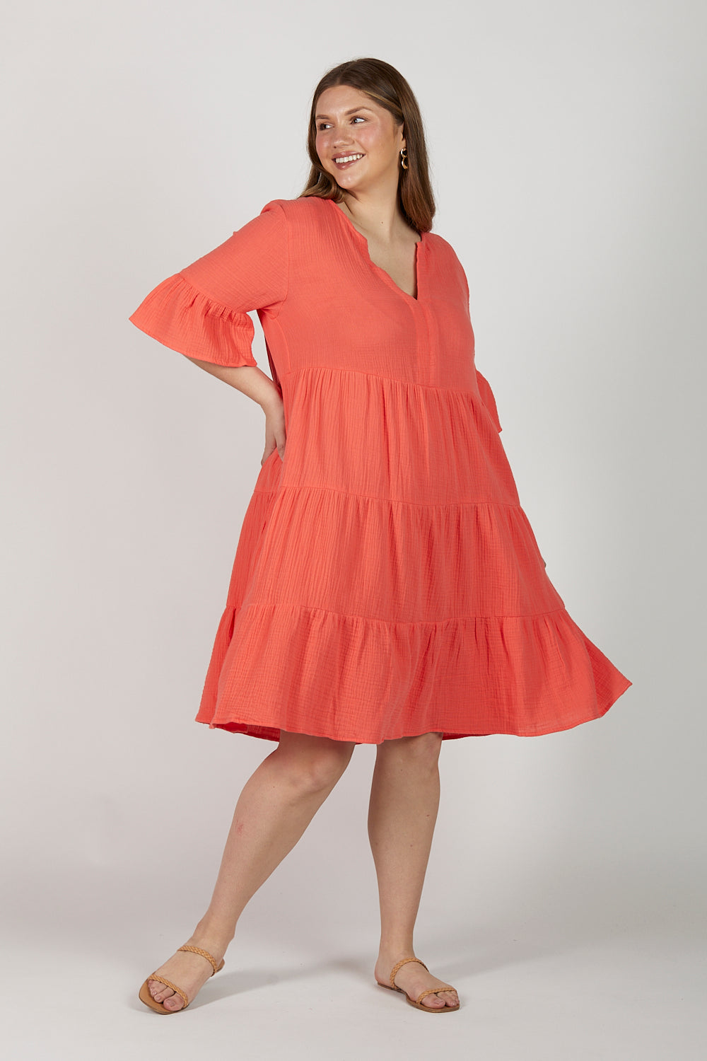 Scout Crinkle Cotton Tiered Dress in Candlelight