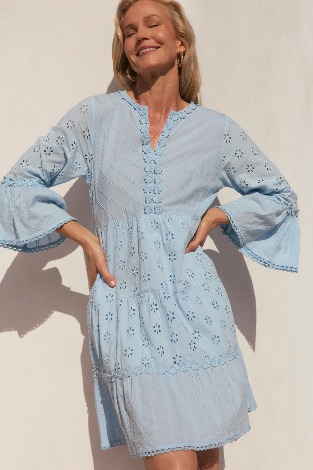 Scout Daisy Embroidered Dress in Pale Blue