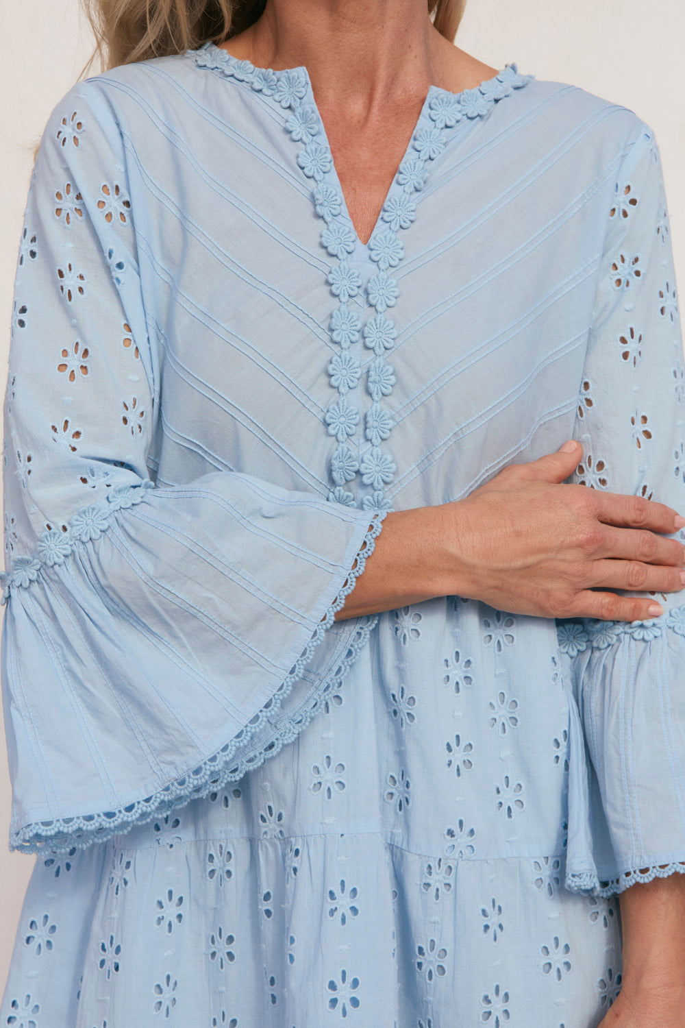 Scout Daisy Embroidered Dress in Pale Blue