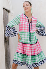 Scout Linen Tiered Dress in Treviso Checks