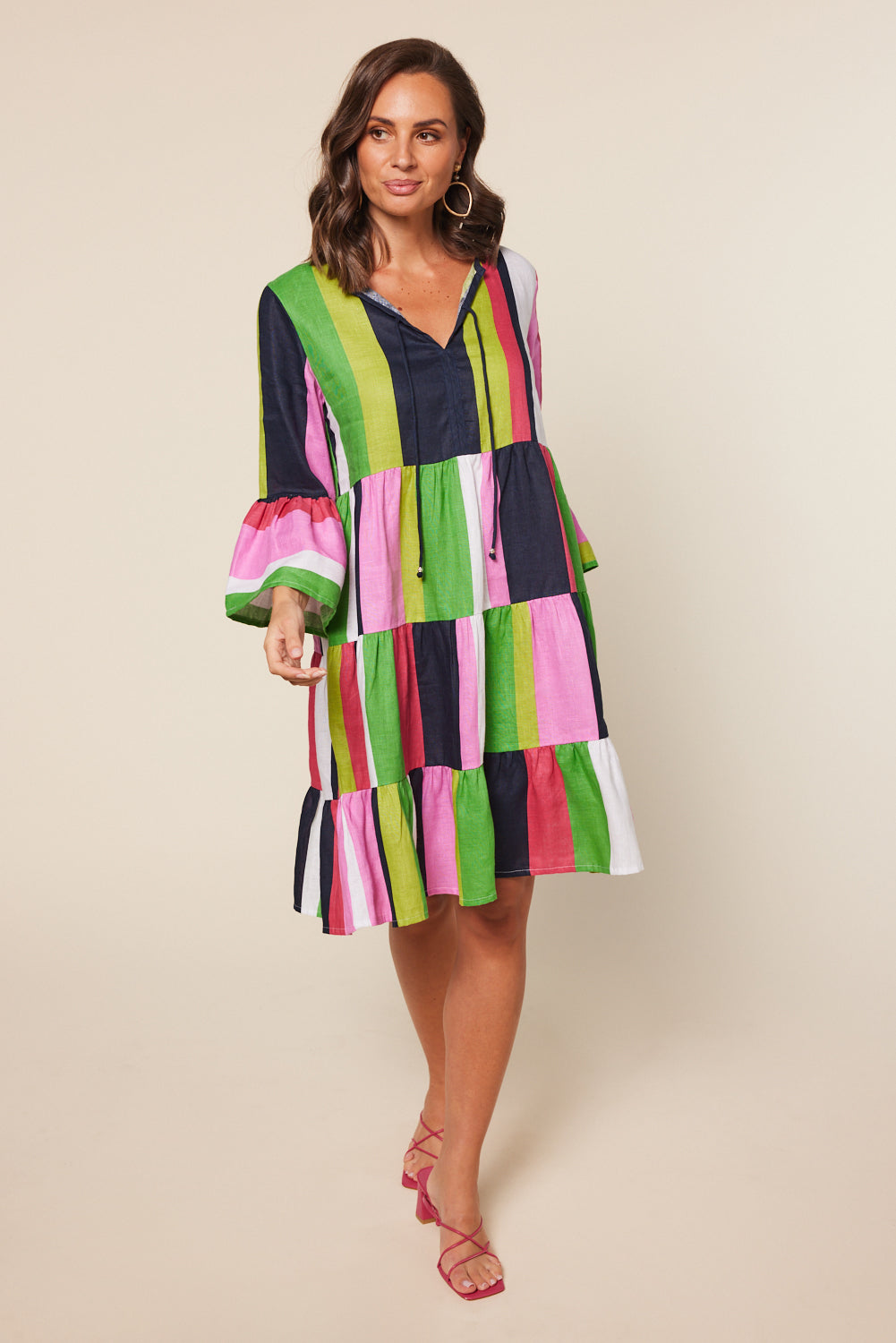 Scout Tiered Dress in Treviso Stripes