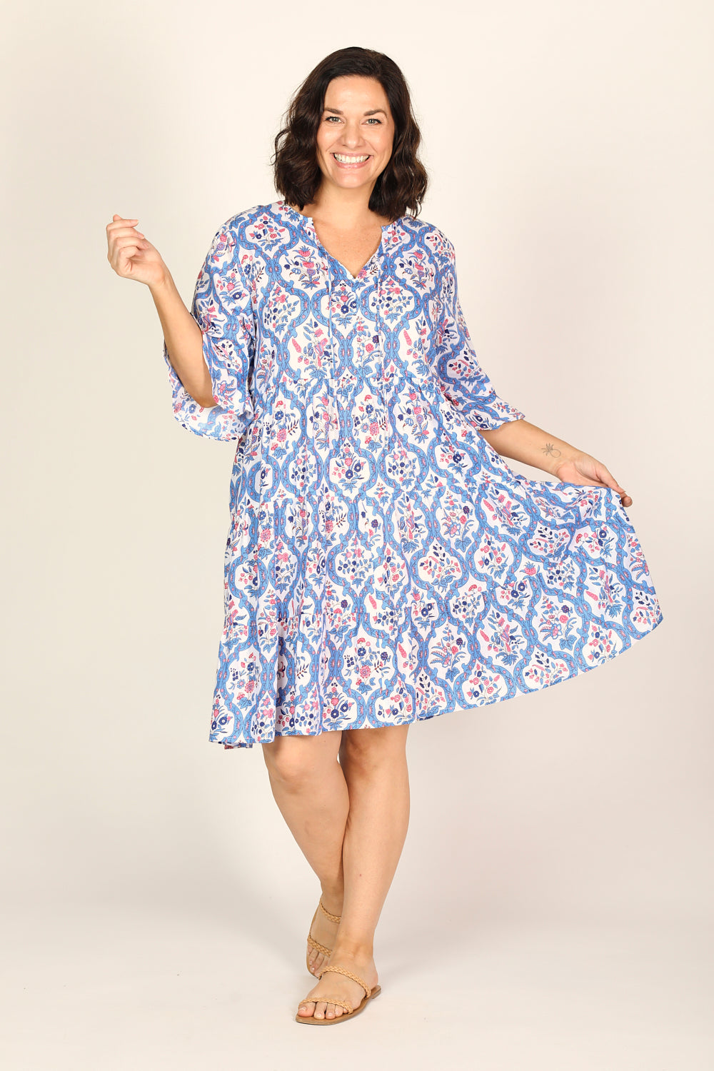 Scout Tiered Dress in Blue Nouveau