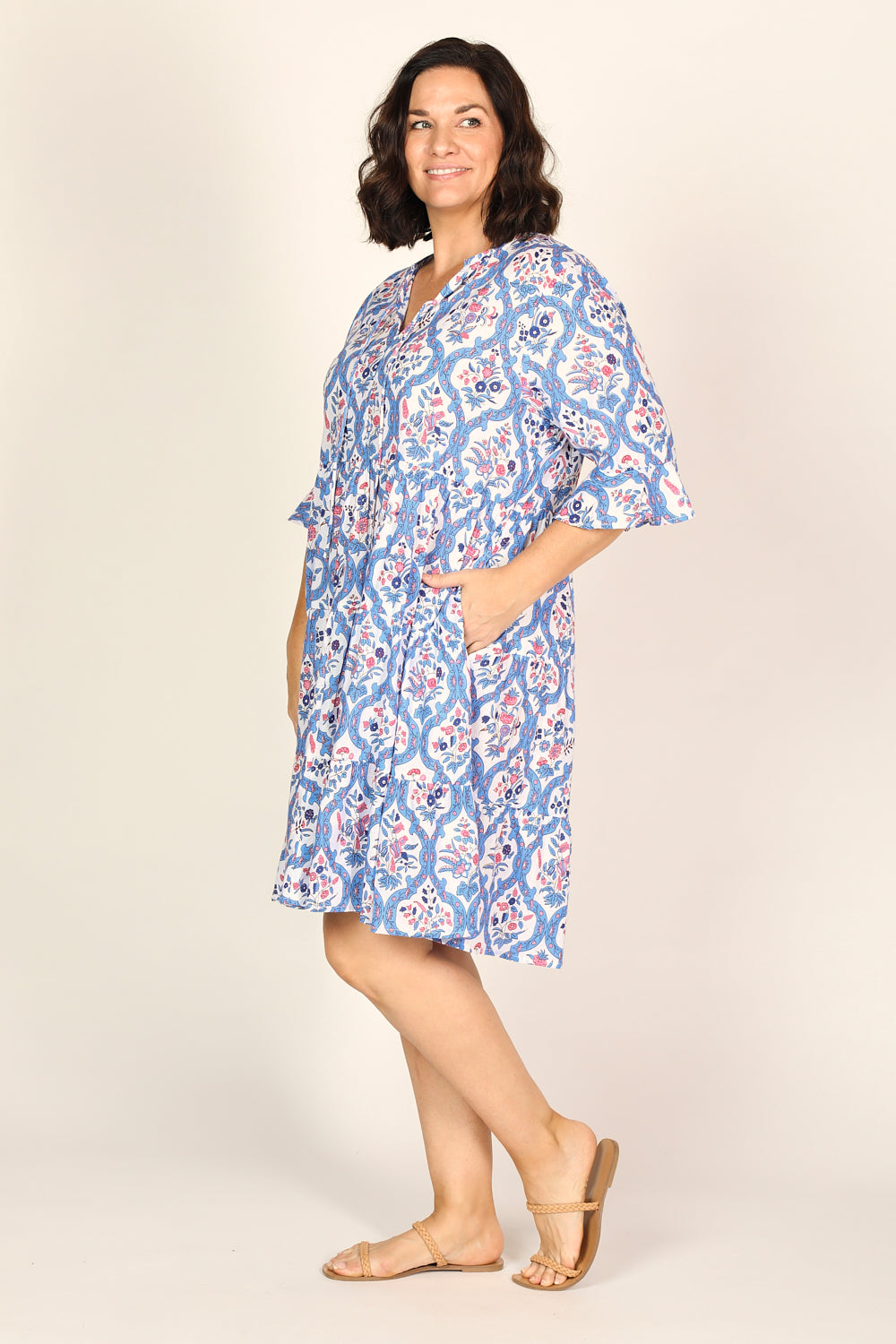 Scout Tiered Dress in Blue Nouveau