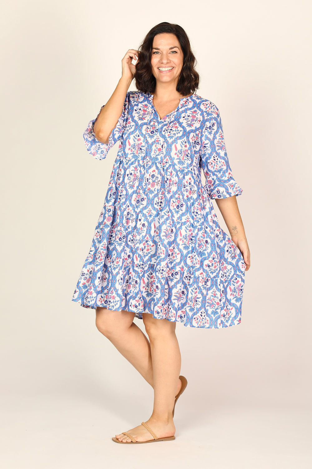 Scout Tiered Dress in Blue Nouveau