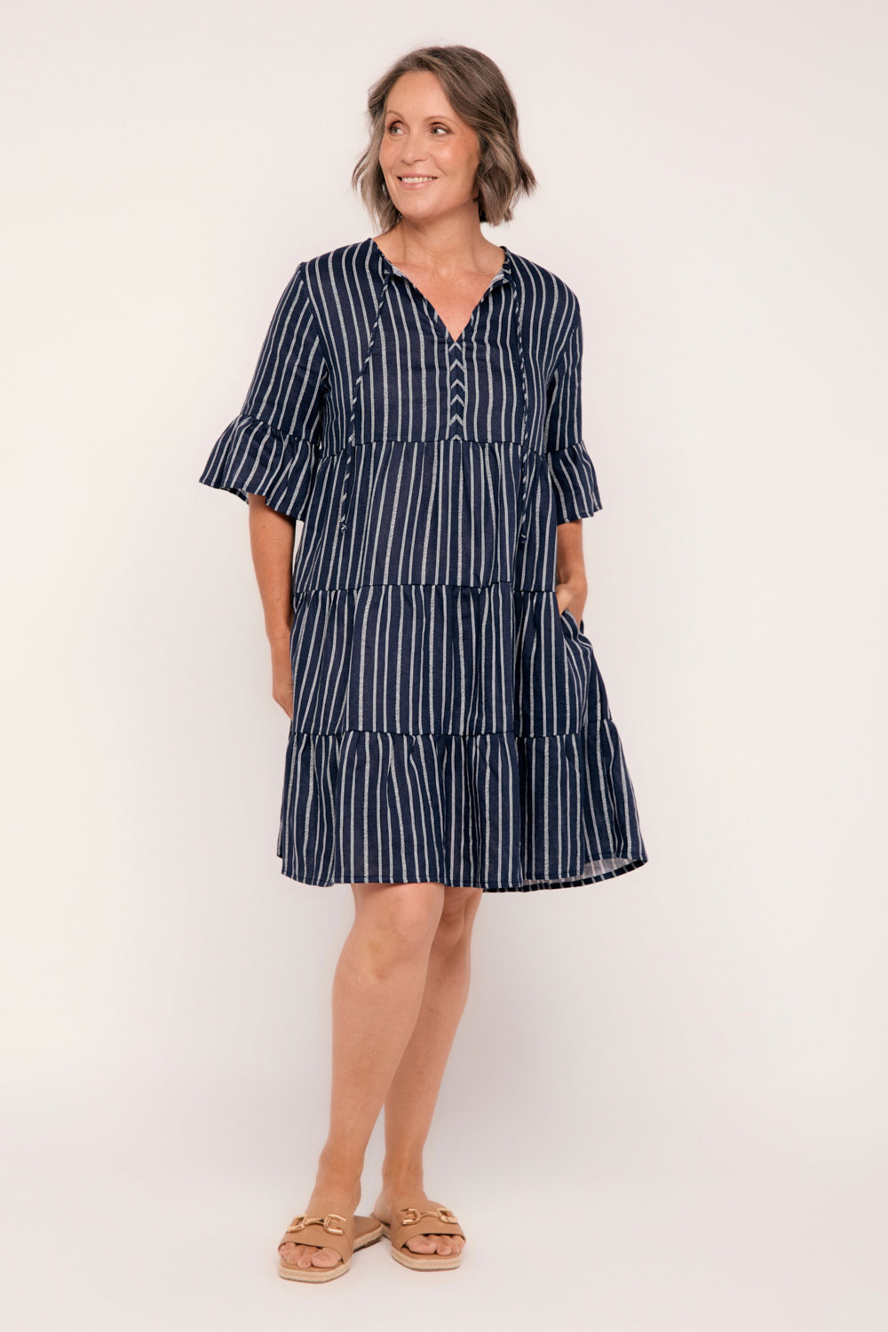 Scout Linen Tiered Dress in Boathouse