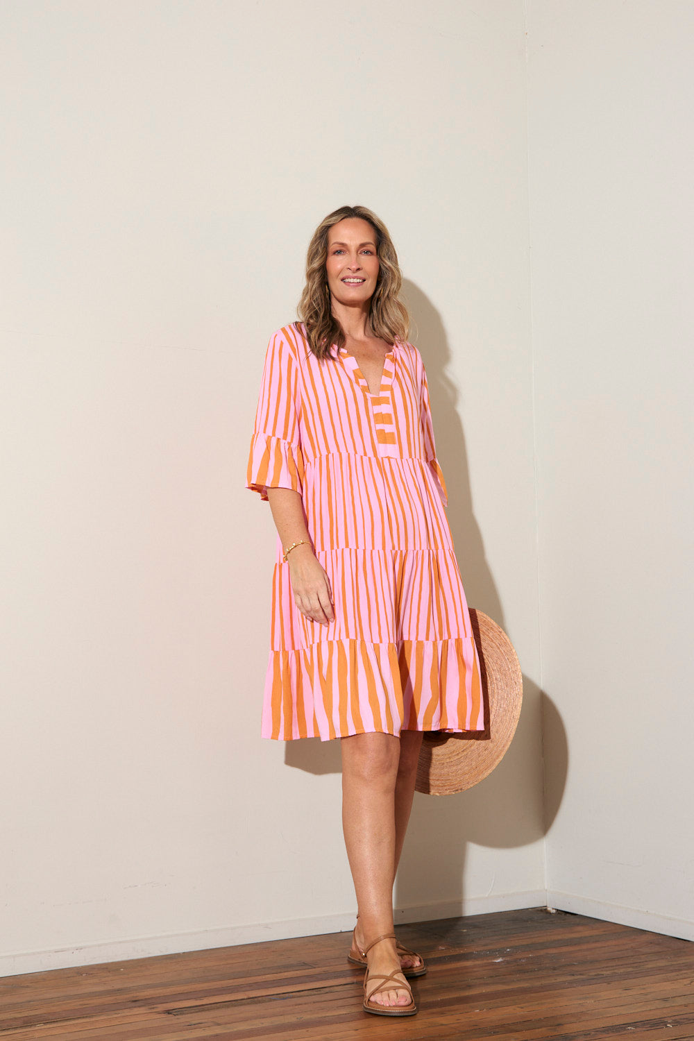 Scout Tiered Dress in Coral Spring