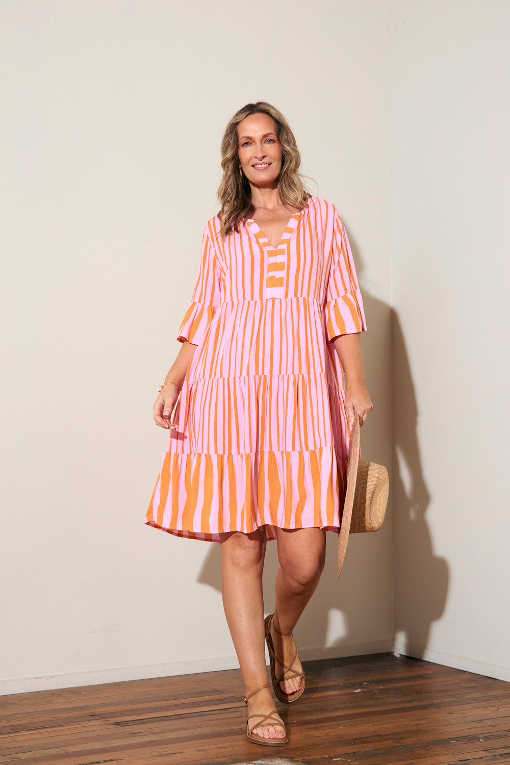 Scout Tiered Dress in Coral Spring