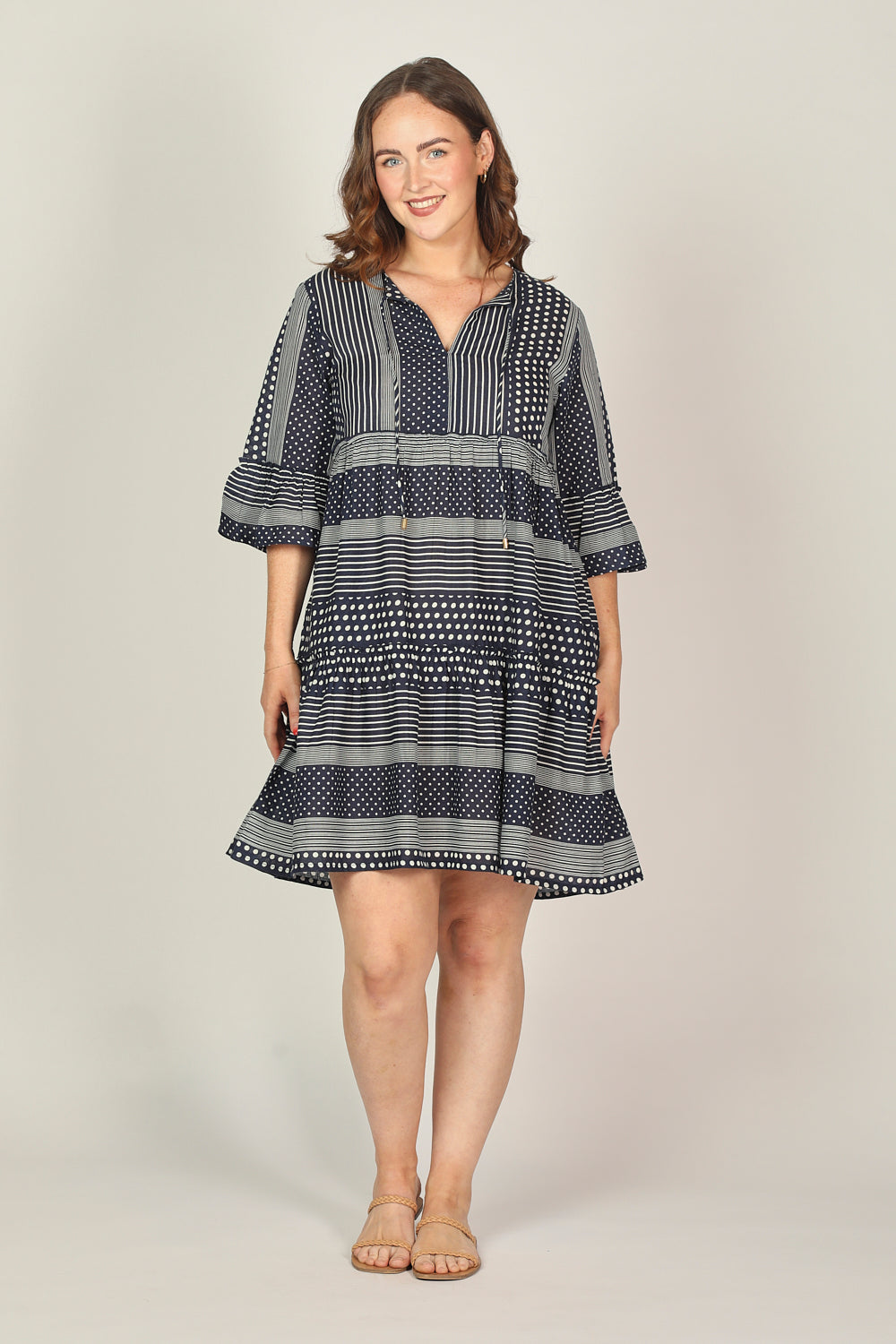 Scout Tiered Dress in Polka Stripes