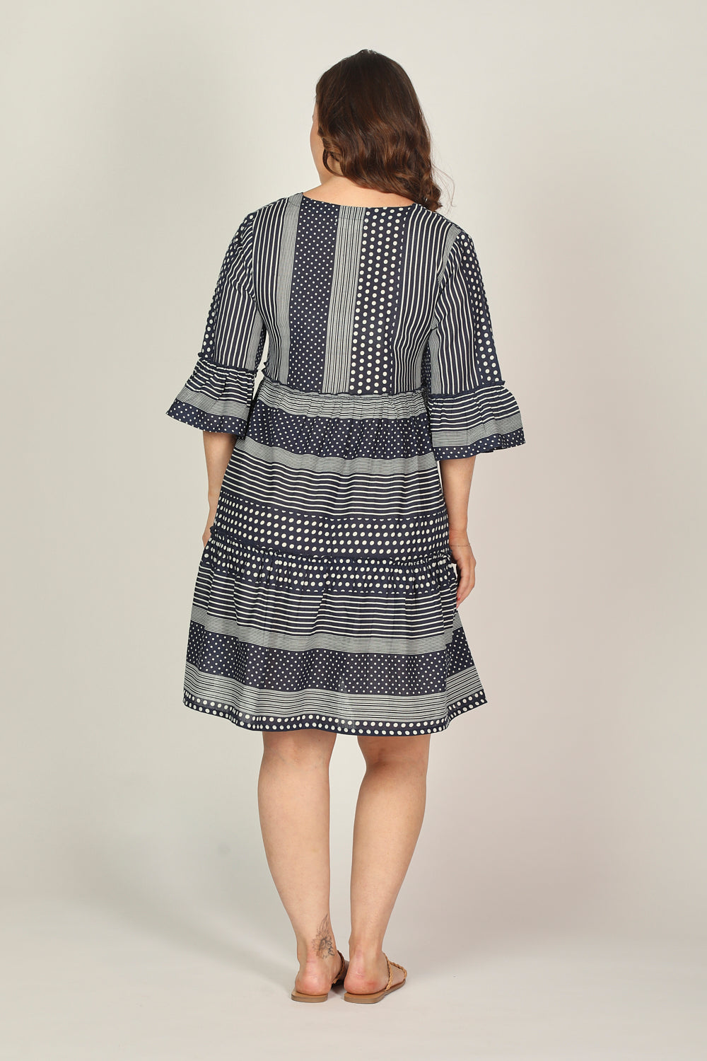 Scout Tiered Dress in Polka Stripes