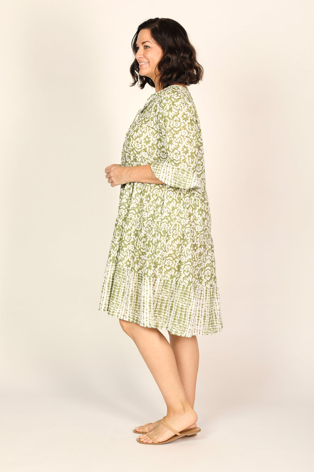 Scout Tiered Dress in Shibori Olive